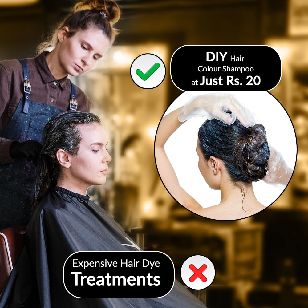 Deemark Black Hair Shampoo for Straight, Smooth & Shiny Hair | Natural Instant Black Hair Dye | Pack of 2 | Perfect for Daily Hair Care & Salon-Quality Results at Home