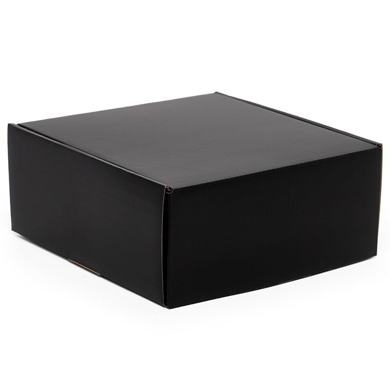 Paper Mart 10x10x5 Corrugated Shipping Boxes - Pack of 50 Large Black Reversible Matte Mailing Boxes for Gift Packaging, Storage & Ecommerce Shipping