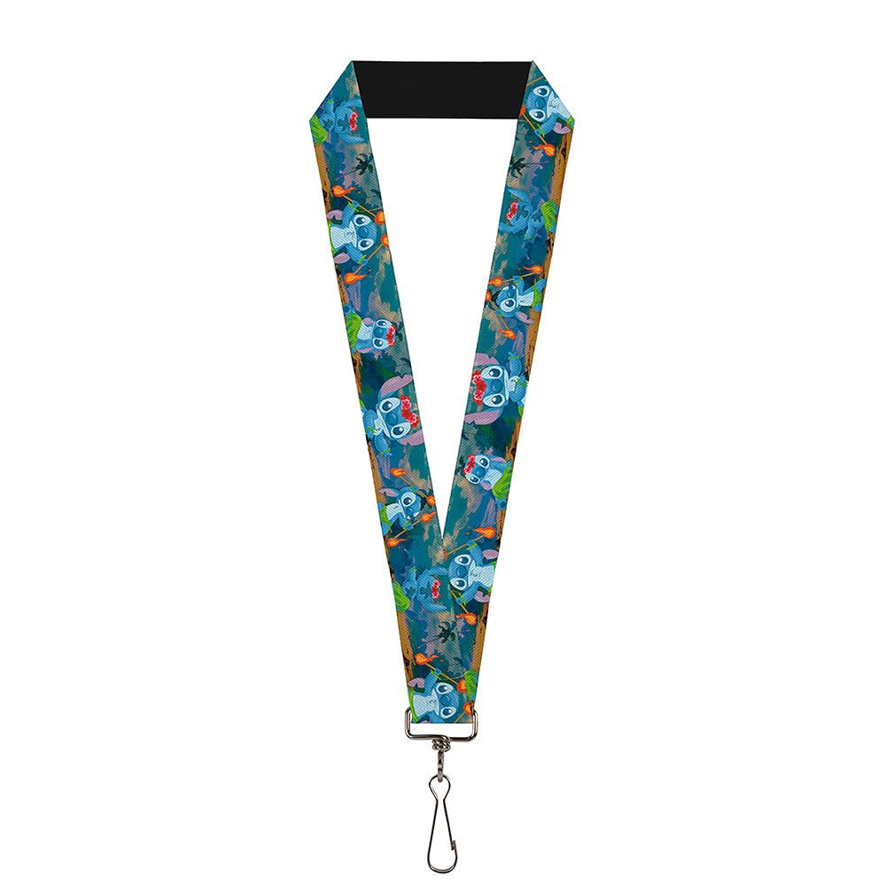 Buckle Down Lanyard - 1.0 Inch Wide Stitched Hula Dance Design with 5 Poses - Perfect for ID Badges, Keys, and Event Passes at Work, School, or Conventions