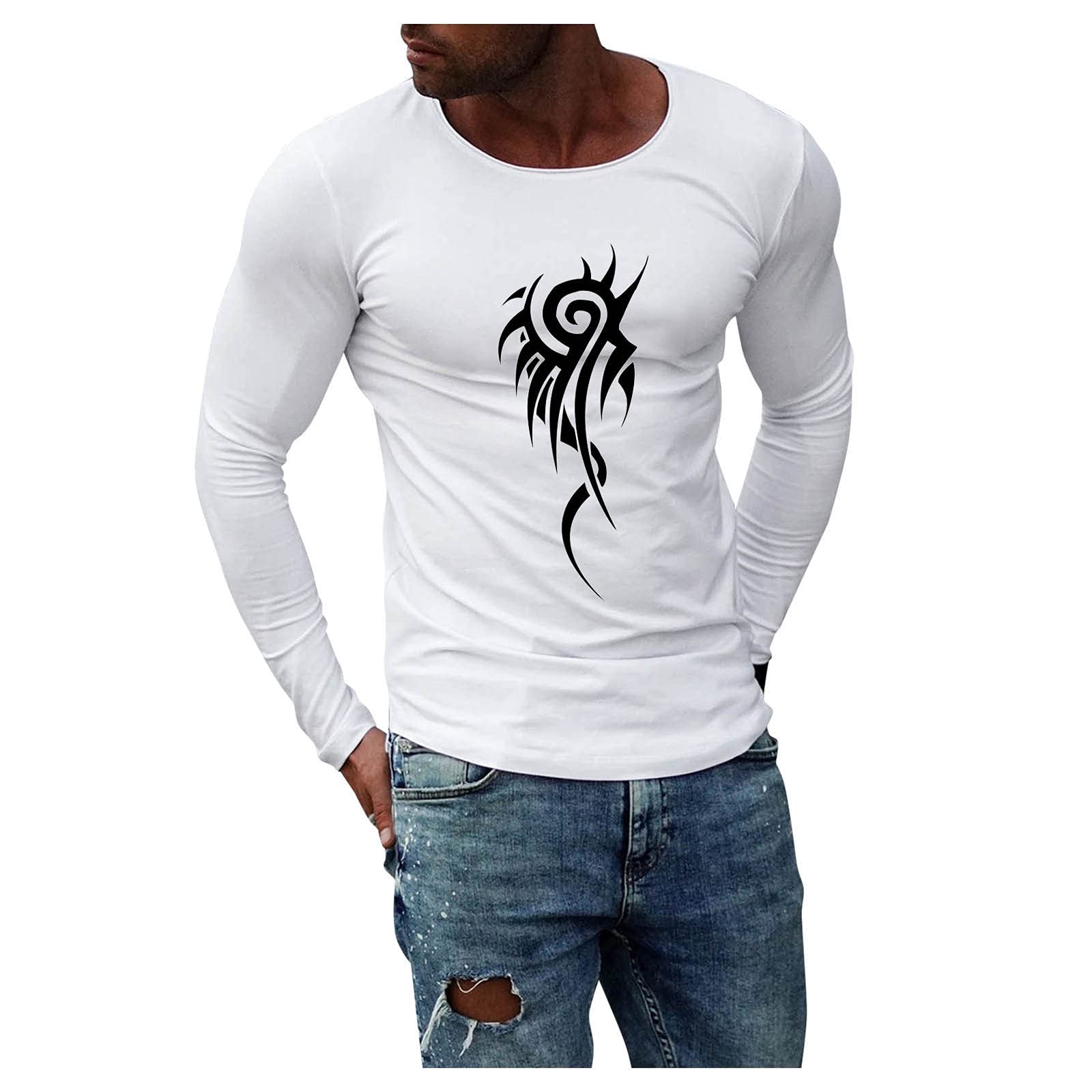 Bummyo Men's Long Sleeve Crewneck Sweatshirt - Soft Casual Pullover T-Shirt for Men in White | Perfect for Everyday Wear, Lounge & Outdoor Activities