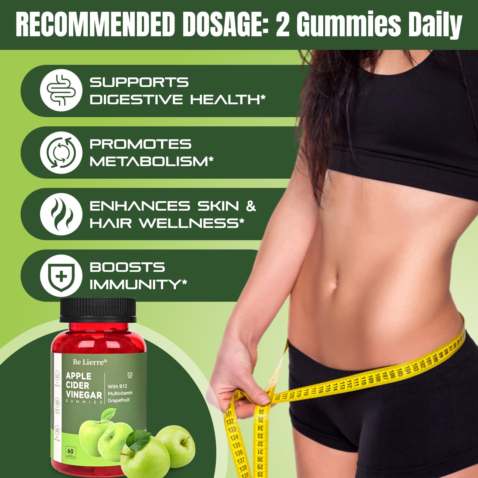 Organic Apple Cider Vinegar Gummies with Vitamin B12 & Multivitamins - Non-GMO Vegan Supplement for Men & Women - Supports Energy, Digestion & Gut Health - 120 Count (60+60 Gummies) - Perfect for Daily Wellness & Immune Support