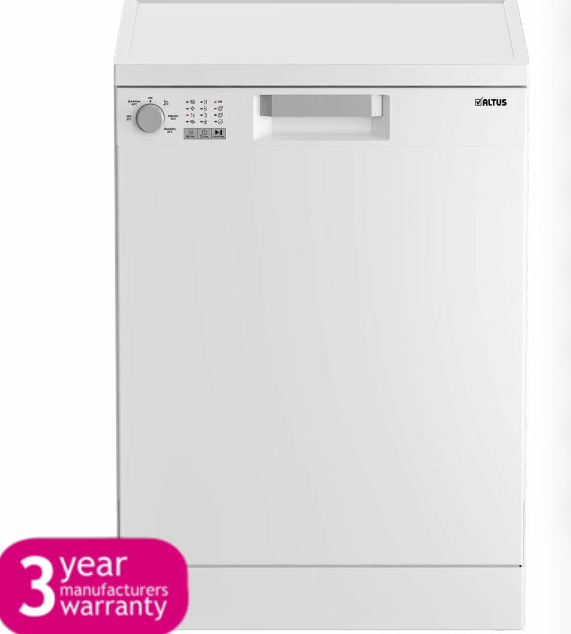 **Altus 60cm Freestanding White Dishwasher ADF140W – Made in Europe, Brand New with 3-Year Warranty – Perfect for Small Kitchens & Apartments**