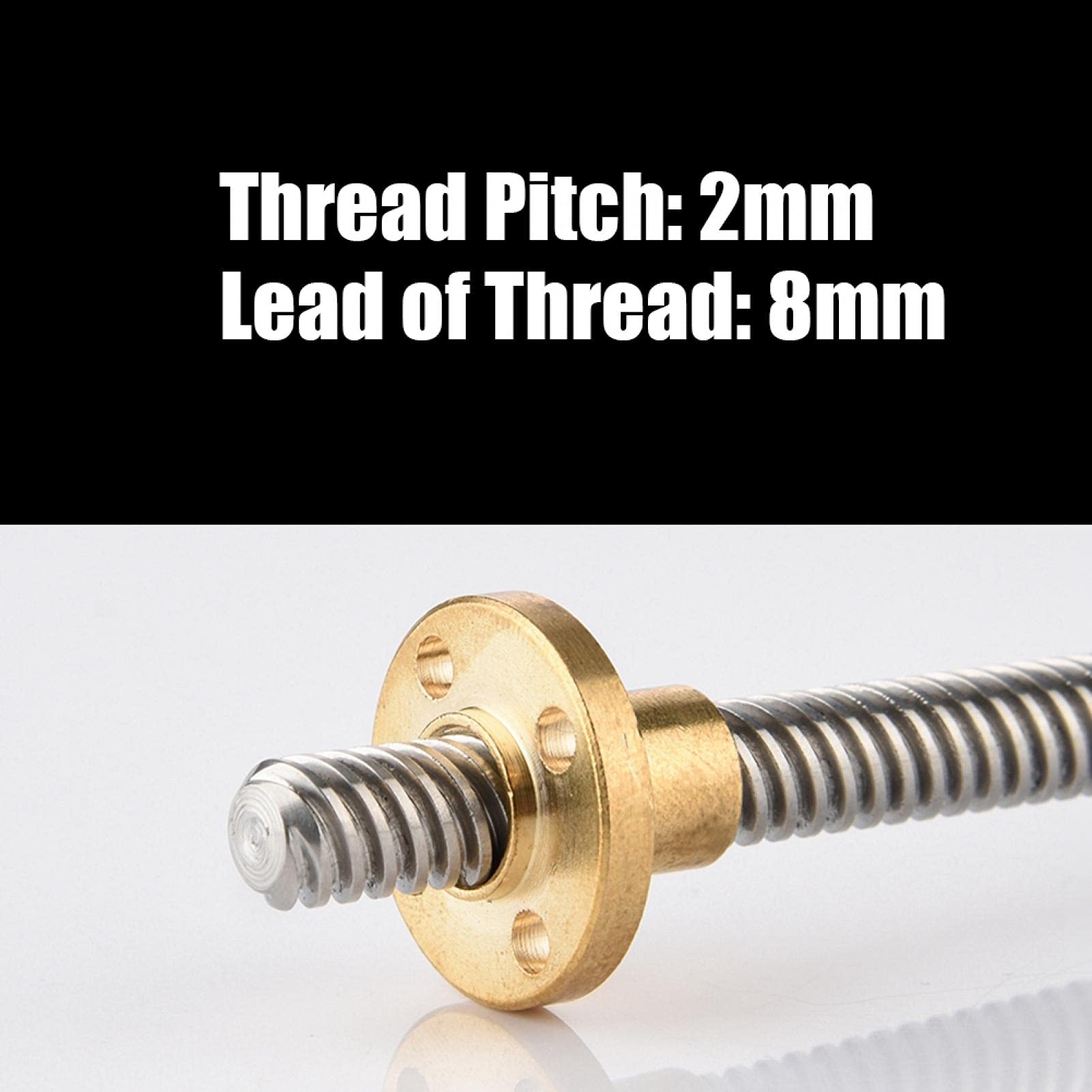 Stainless Steel T8 Trapezoidal Threaded Rod 8mm with Brass Nut - 100mm Length for 3D Printer, CNC Machine, and DIY Projects | High Precision Lead Screw for Linear Motion Systems