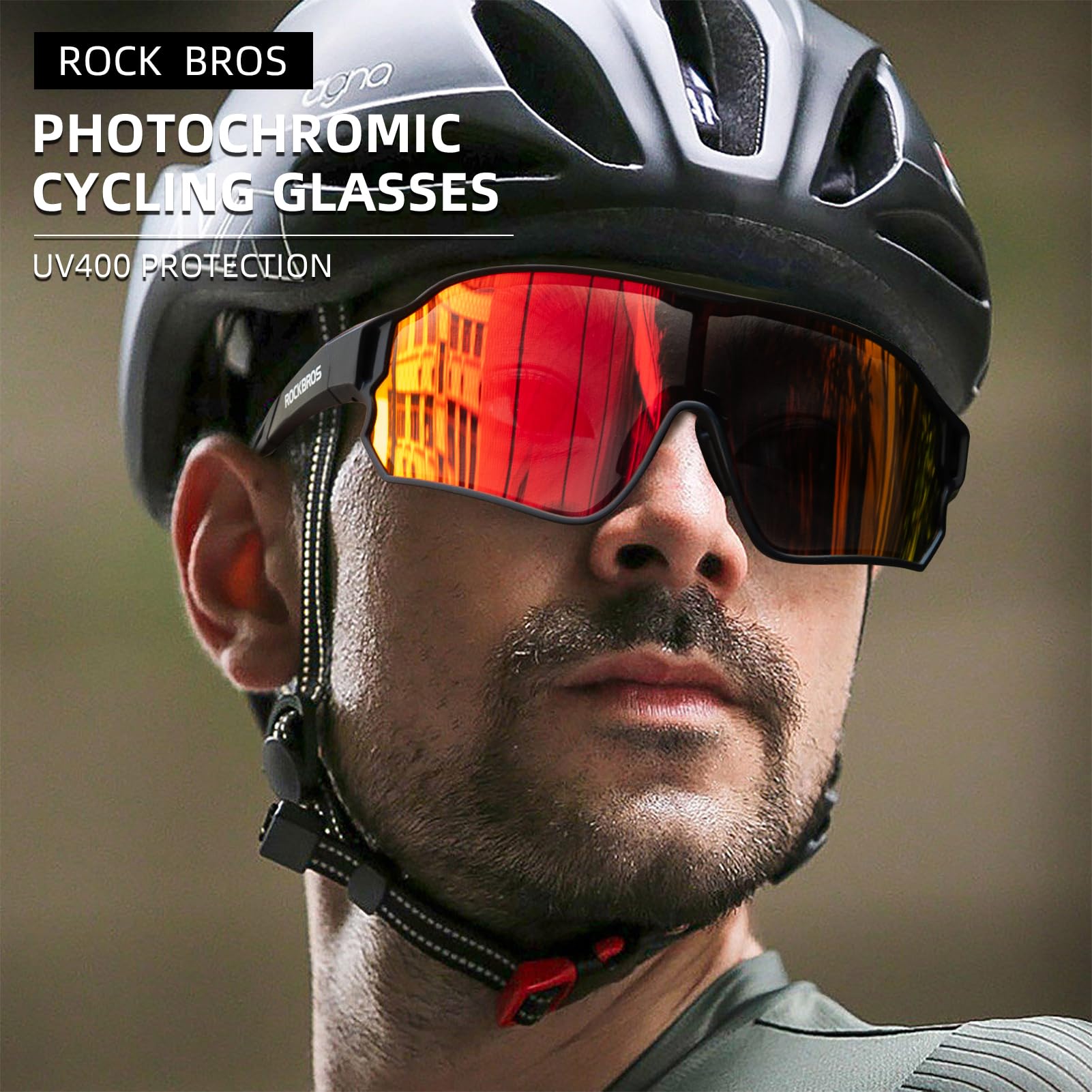ROCKBROS Photochromic Cycling Sunglasses for Men - UV Protection, Lightweight Sports Bike Glasses for Outdoor Running, Hiking & Cycling Adventures
