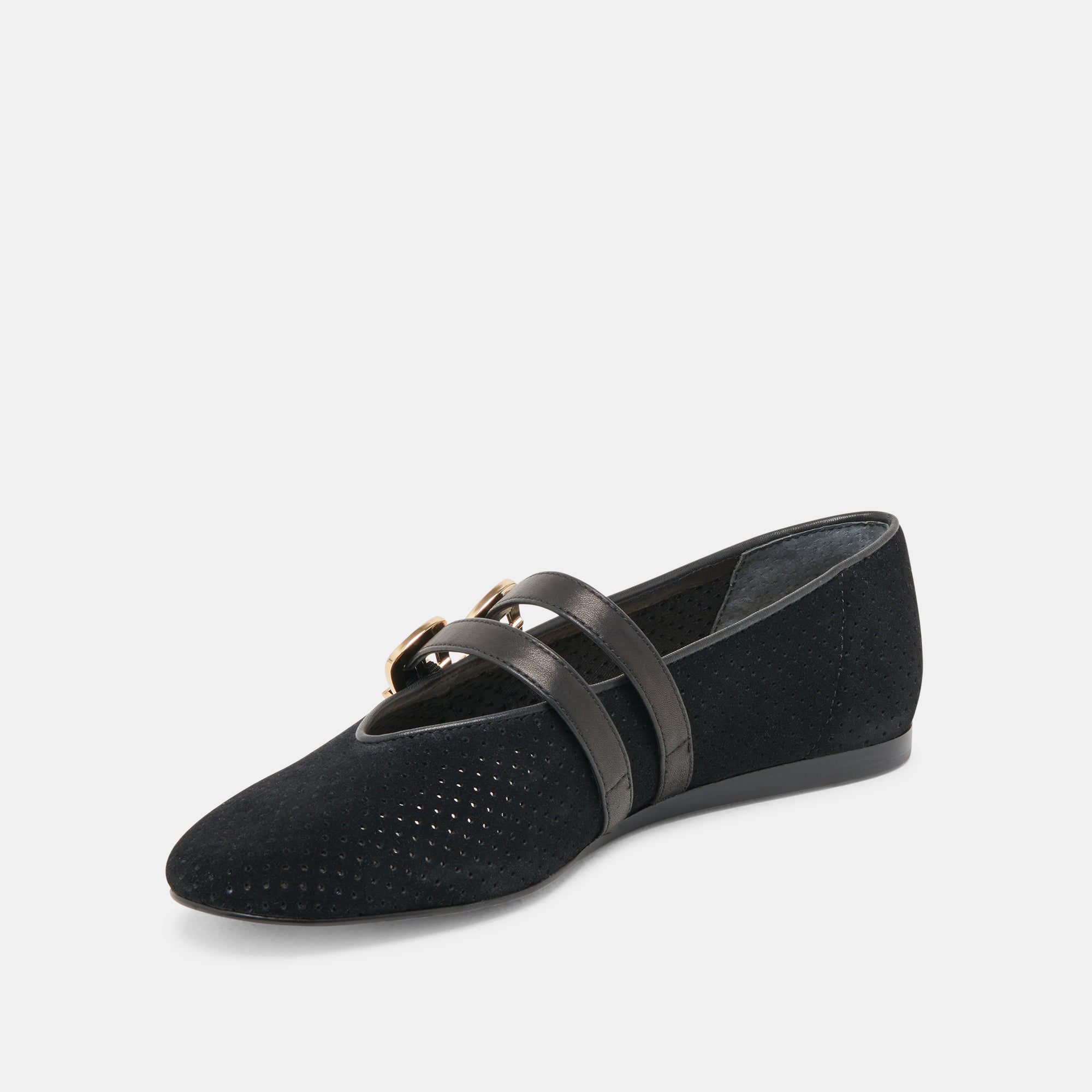 BAYLEE Women's Ballet Flats - Onyx Perforated Suede Loafers for Comfort & Style | Perfect for Work, Casual Outfits & Travel