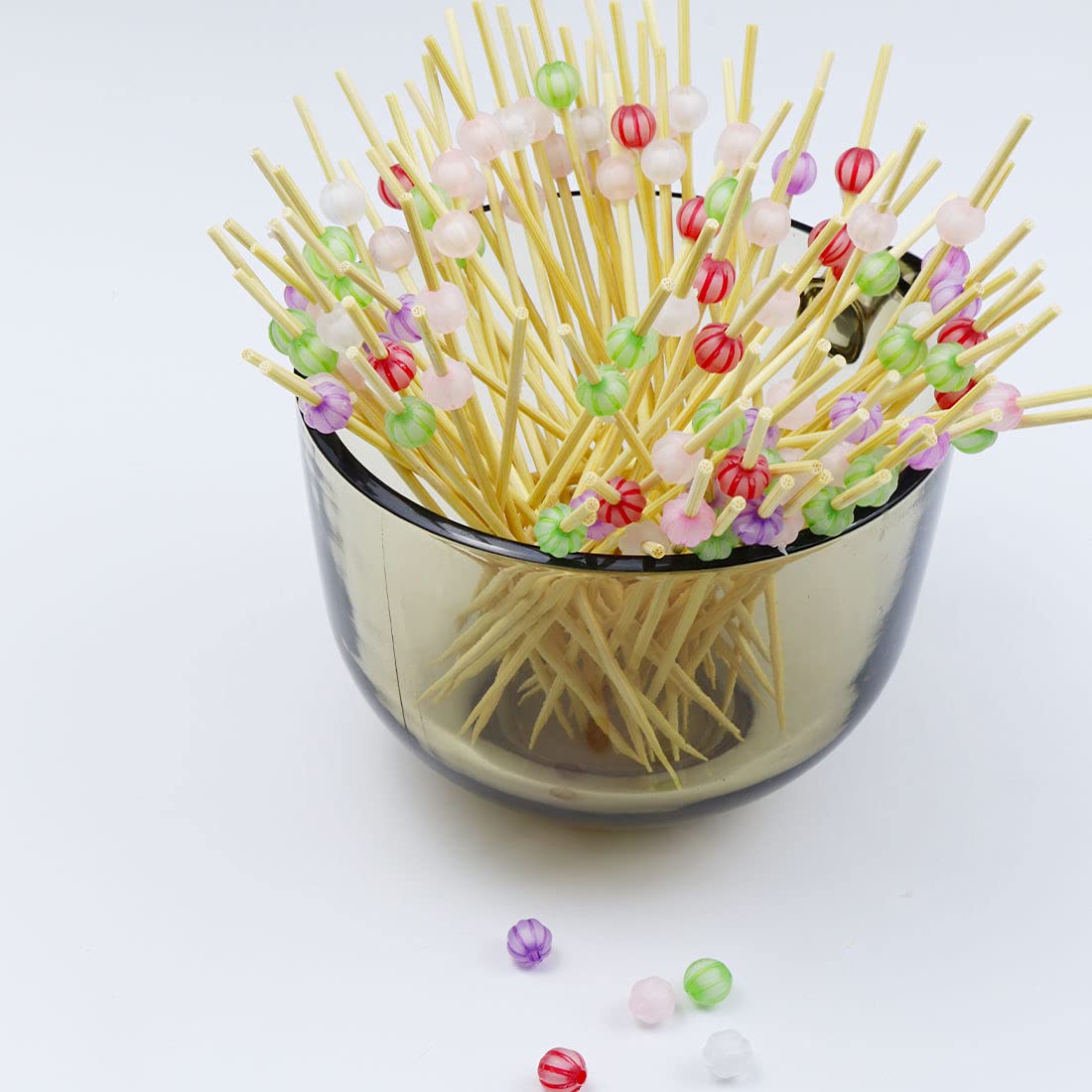 100PCS Acrylic Bead Cocktail Picks - Decorative Food Toothpicks for Appetizers, Fruits, Cakes, Sandwiches, Canapés & BBQ Skewers | Perfect for Parties, Weddings, and Home Entertaining