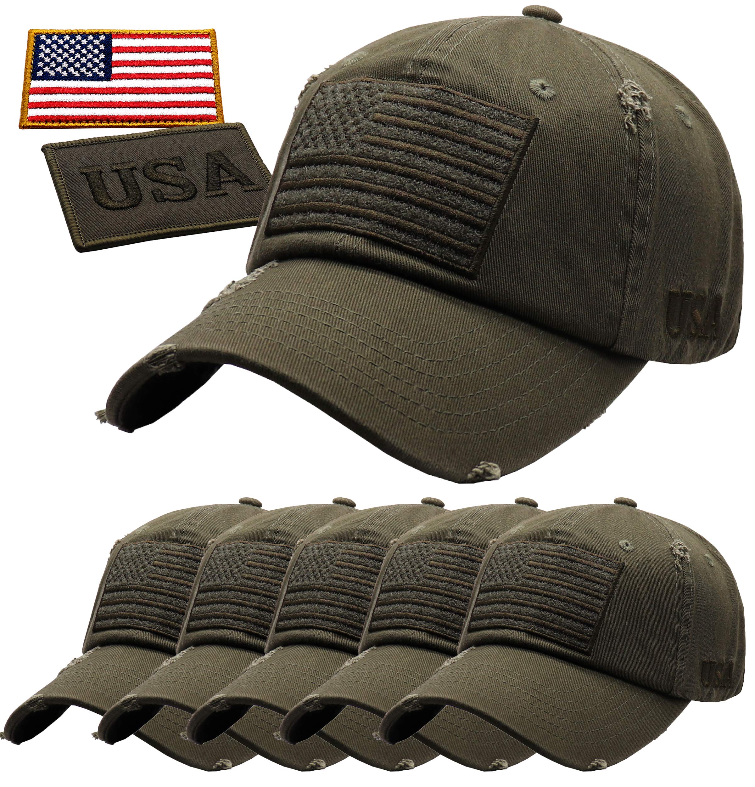 Antourage Vintage USA Flag Baseball Cap for Men & Women - Patriotic Tactical Hat with 2 American Flag Patches | Perfect for 4th of July, Veterans Day & Outdoor Activities