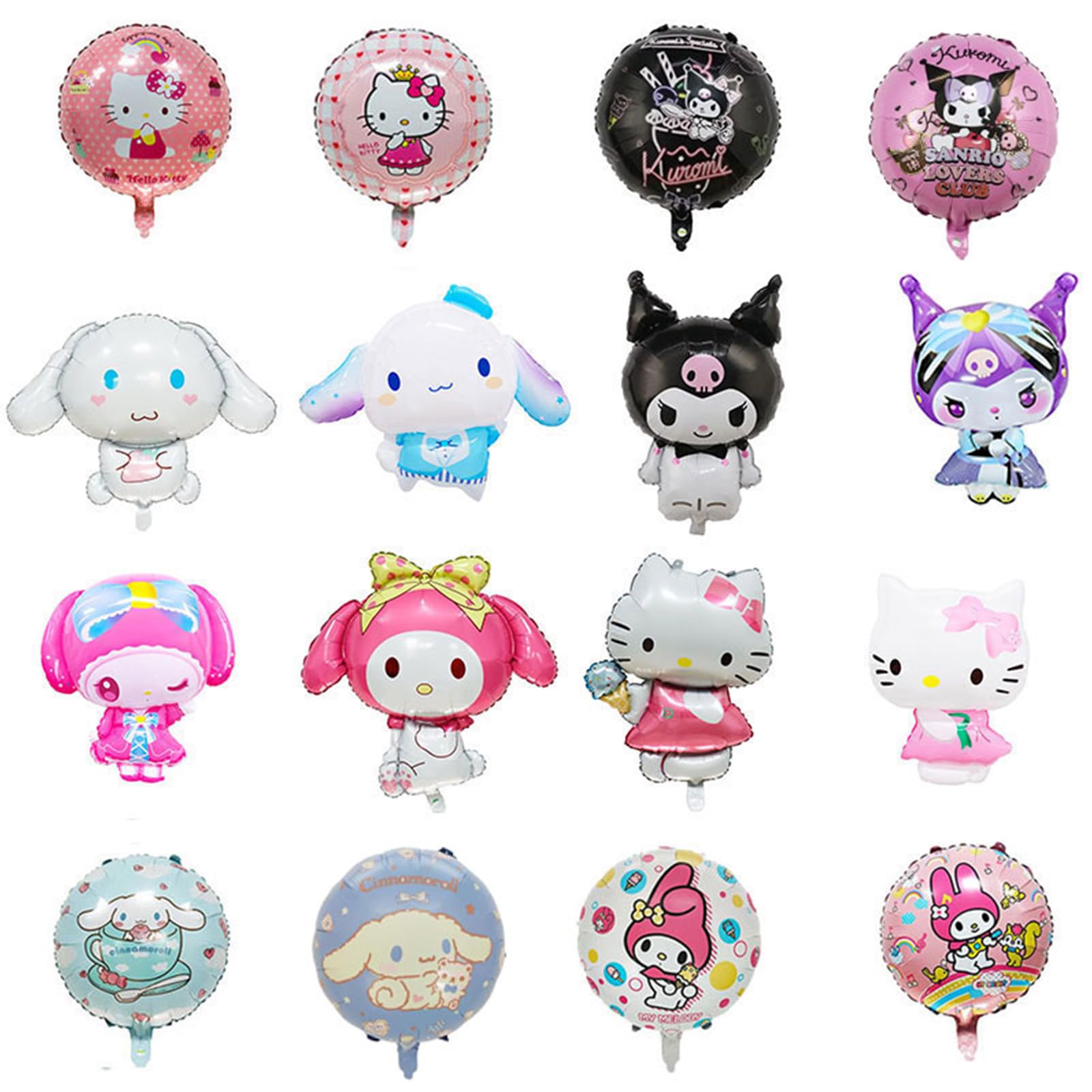 16Pcs Cute Anime Party Balloons - Double Sided Aluminum Film Balloons for Anime Theme Birthday Decorations | Perfect for Kawaii Birthday Parties, Baby Showers & Anime Themed Events