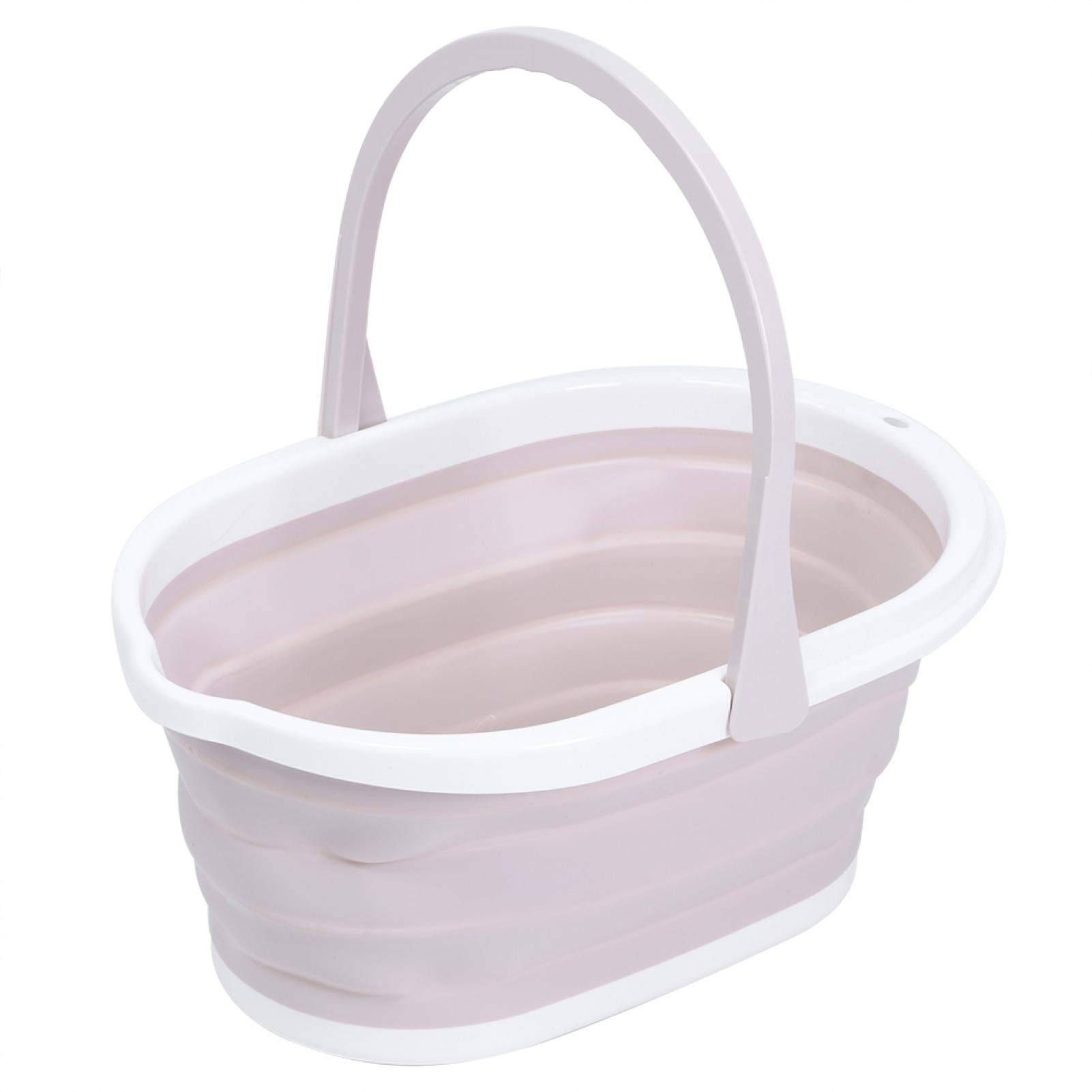 Collapsible Folding Bucket - Portable Water Pail for Cleaning, Camping, Travel & Household Use - Light Pink Bathroom Mop Bucket for Space Saving Storage