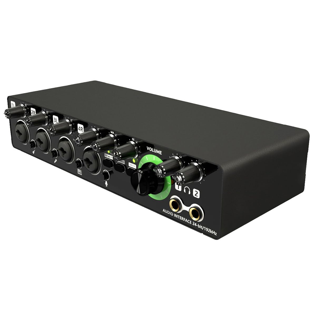 Komdndht -MD44 Professional USB Microphone Sound Card with 24Bit 192KHz Audio Interface, 4-Channel Recording for Podcast, Music, Instruments - Easy Plug & Play Setup for Home Studio & Live Streaming