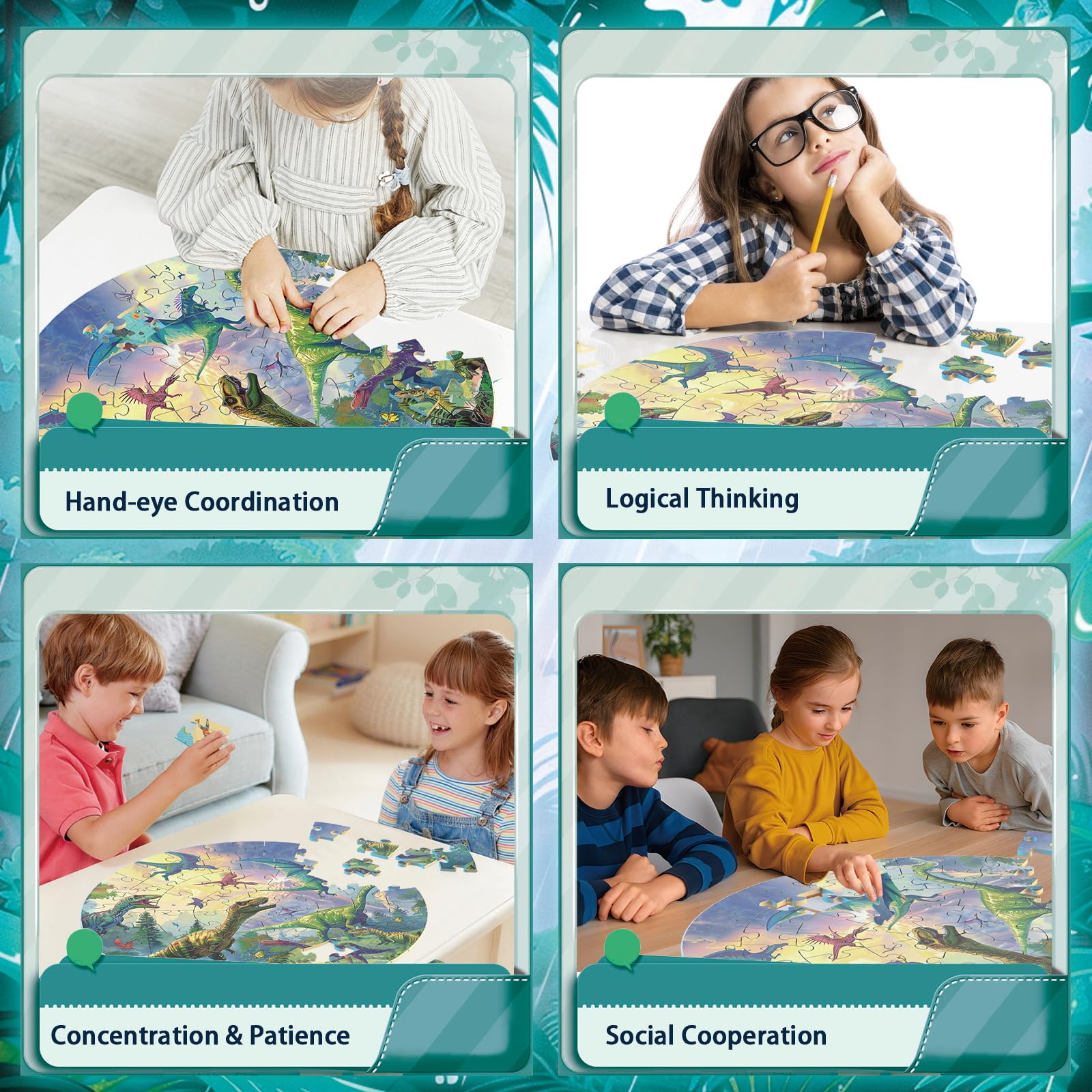 Dinosaur Jigsaw Puzzle for Kids Ages 3-8 | 70 Piece Large Floor Puzzle | Educational Learning Toy Gift for Boys & Girls | Perfect for Birthday, Classroom & Family Game Night