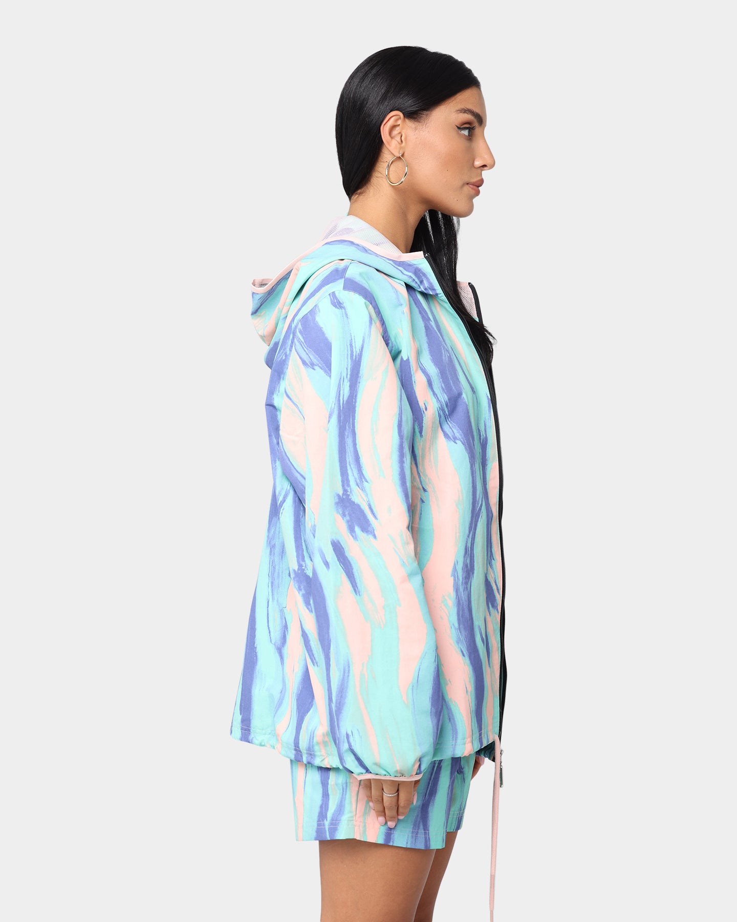 Adidas Marbled Paint Patrick Kyle Windbreaker Jacket - Vapor Pink & Multi-Color Lightweight Windbreaker for Running, Hiking & Outdoor Activities