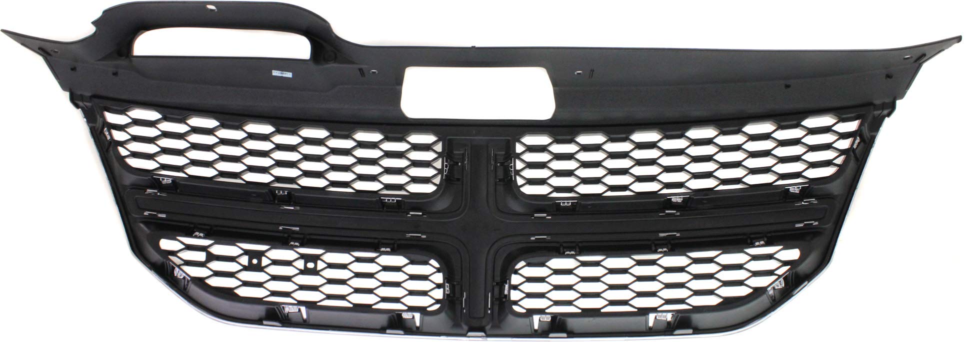 Textured Black Shell Grille with Chrome Molding for Dodge Journey 2011-2020 | Fog Light Delete | Replacement Grille for 2012-2019 Models | Upgrade Your Car's Front Styling