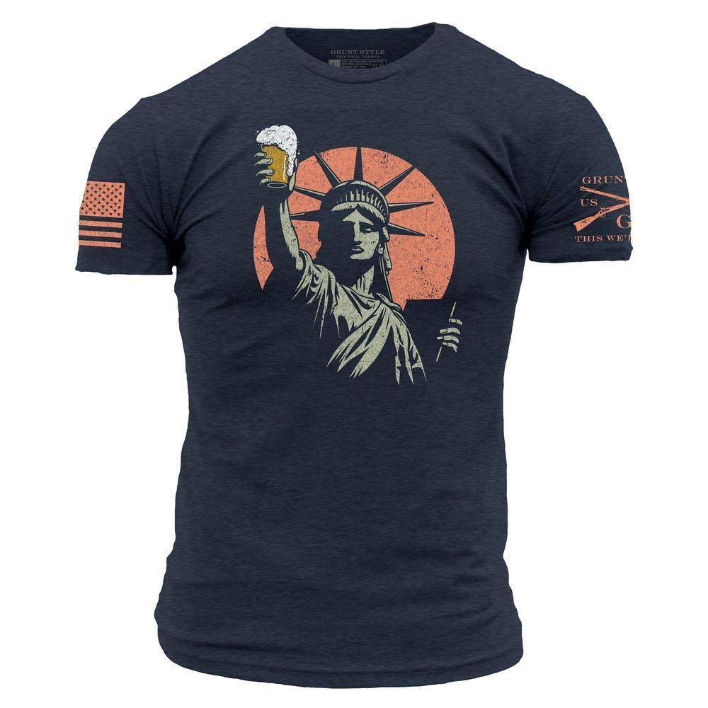 Toast To Freedom T-Shirt - Midnight Navy - Comfortable Cotton Tee for Casual Wear & Patriotic Events
