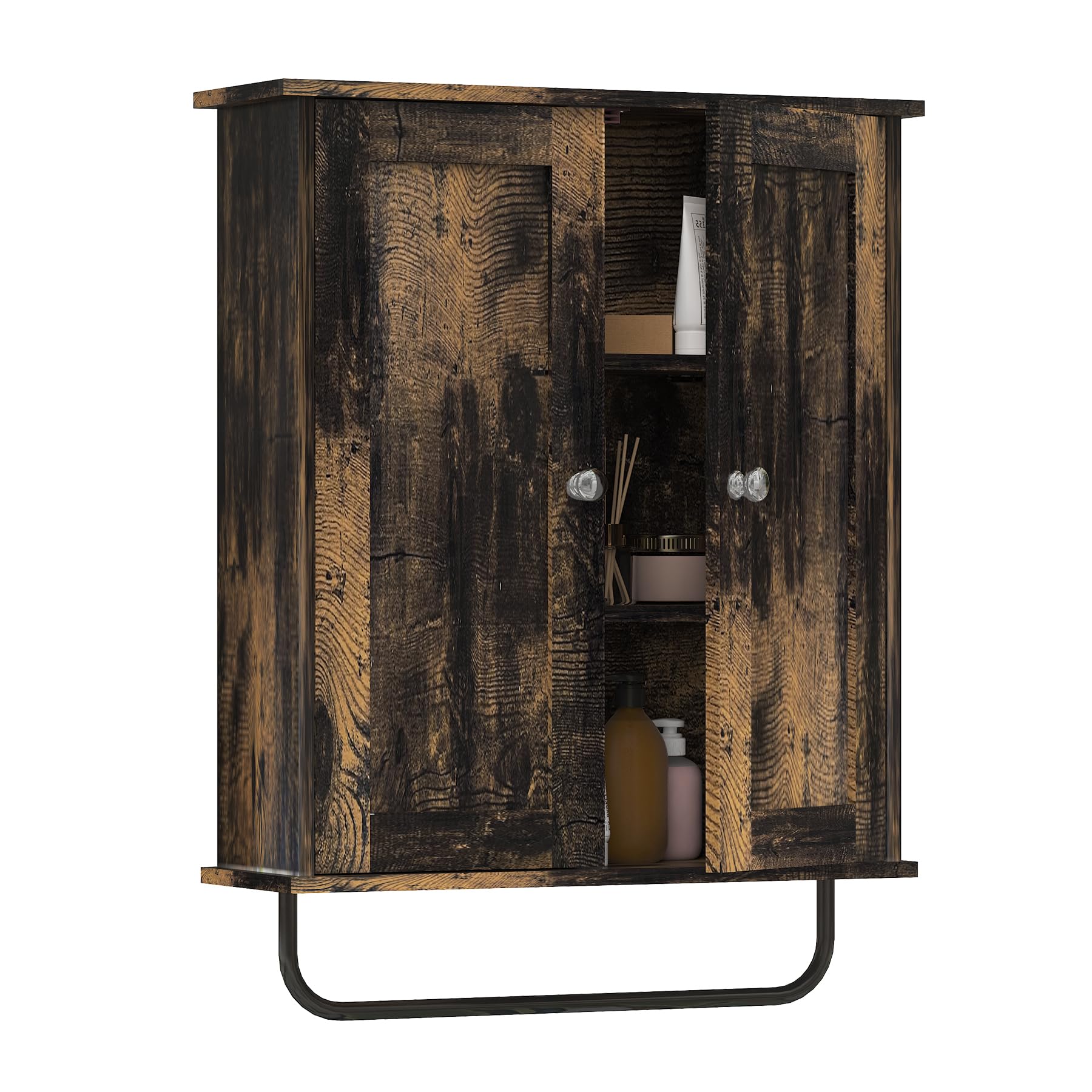 Palimder Space Saving Bathroom Wall Cabinet - Adjustable Shelves Medicine Storage for Above Toilet - Vintage Style Bathroom Organizer for Small Spaces | Perfect for Compact Bathrooms, Apartments & Powder Rooms