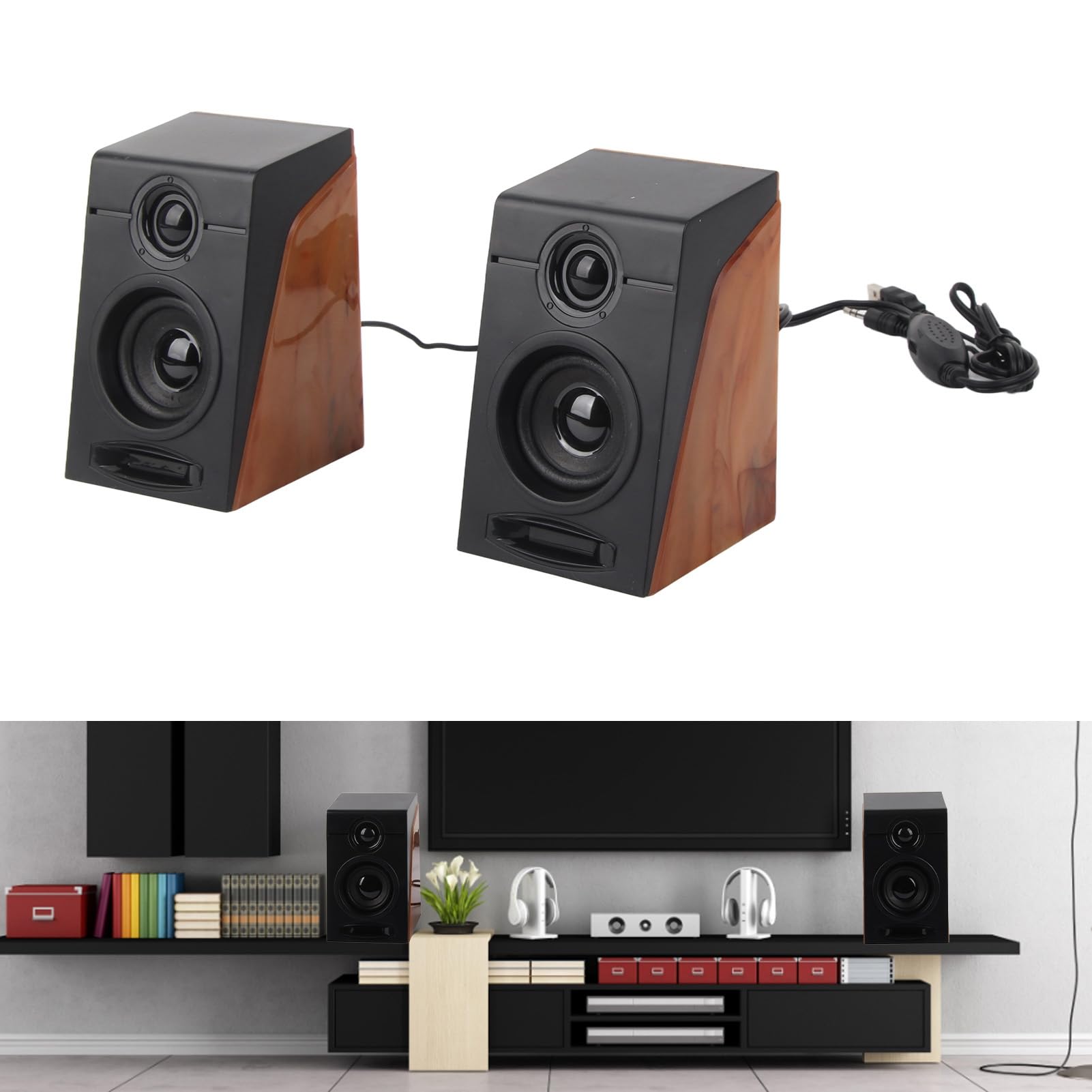 MUNEFE USB PC Speakers - Wired Laptop Speakers for TVs, Computers, Laptops, Phones - Ideal for Home Office, Gaming, and Multimedia Entertainment