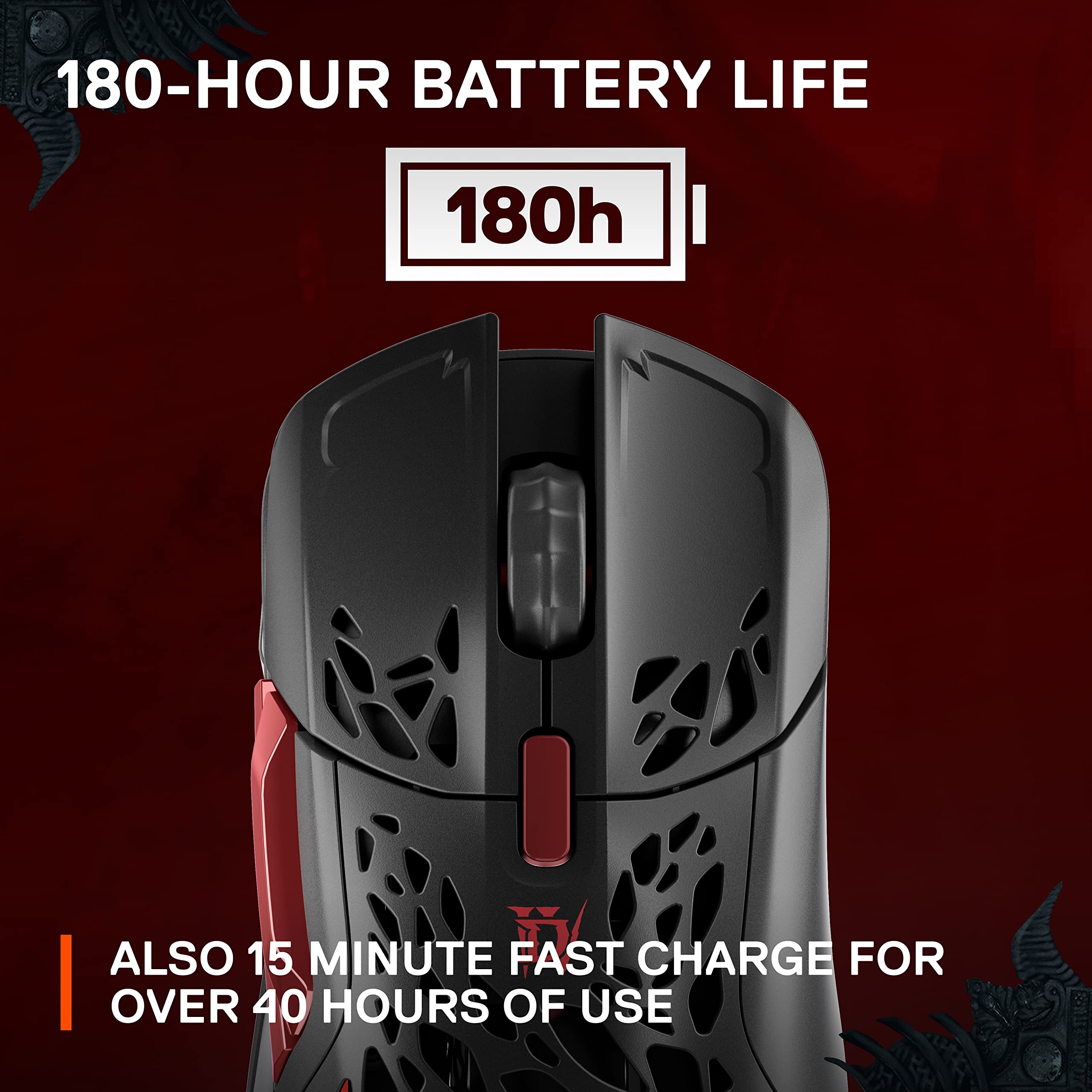 SteelSeries Aerox 5 Wireless Diablo IV Edition - Ultra Lightweight 76g Gaming Mouse with 18000 CPI & TrueMove Air Optical Sensor - Water Resistant Design - 180+ Hour Battery Life - Includes Free In-Game Item - Perfect for PC/MAC Gaming, MMO, RPG & FPS Games