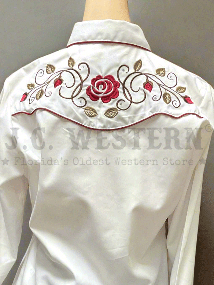 Women's Long Sleeve Western Shirt with Embroidery - White - Perfect for Rodeo, Country Music Concerts & Cowgirl Fashion