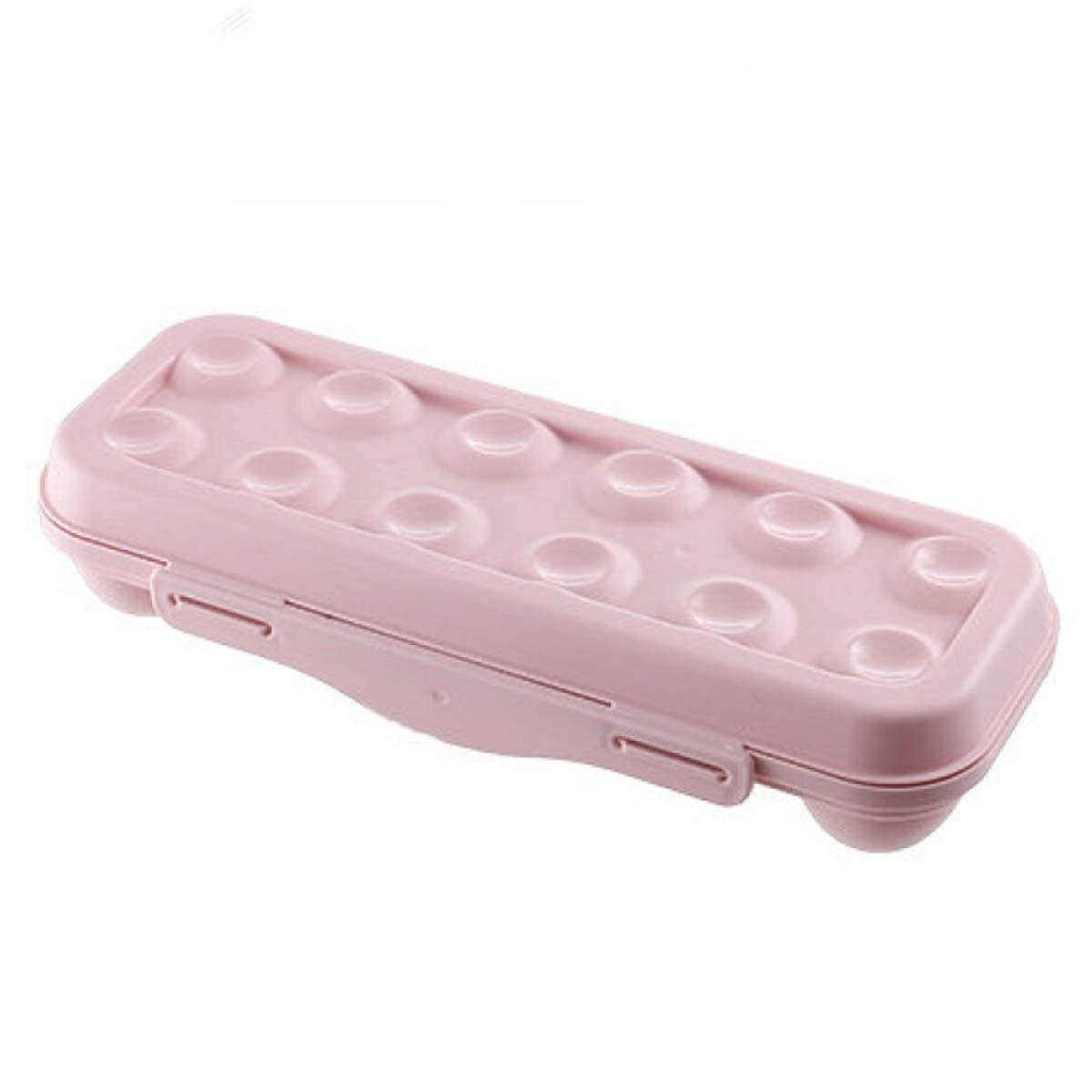 SHIDHMI 12-Compartment Refrigerator Egg Holder - Plastic Egg Storage Container with Lid for Kitchen, Fridge - Light Cream Pink | Perfect for Organizing Eggs, Deviled Eggs & Snacks in Refrigerator