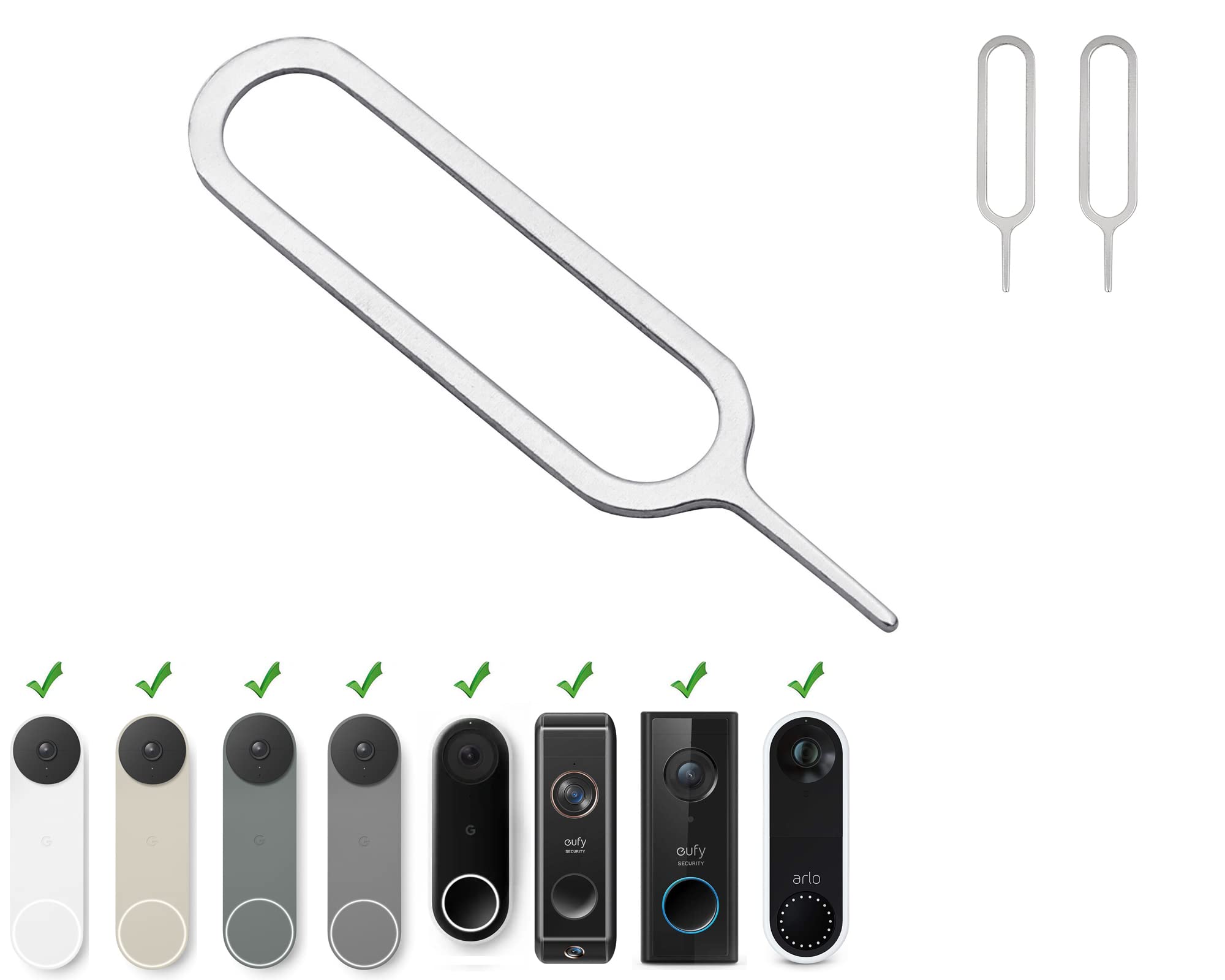 Security Pin Key Release Removal Tool Kit - Compatible with Arlo, Eufy, Nest Video Doorbells (All Wired & Wireless Models) - 3 Pack for Easy Installation & Maintenance