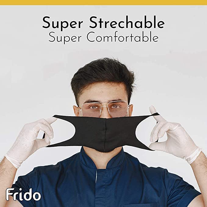 S.A.A Ultra Comfortable Washable Reusable Nylon Face Mask for Men & Women - Breathable, UV Protection, Anti-Bacterial, Stretchable & Allergy-Free - Perfect for Outdoor Activities, Travel & Daily Protection (Black, 3-Pack)