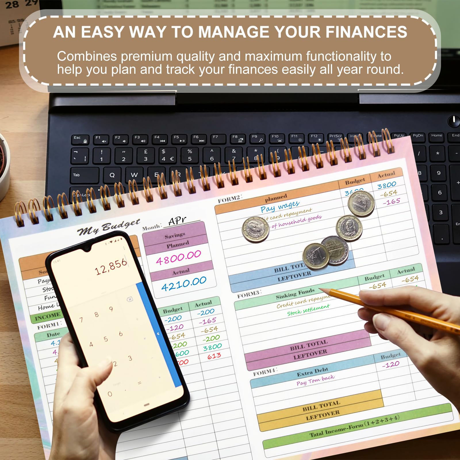 2024-2025 Undated Budget Planner with 50 Sheets & Stickers – B5 Size (9.7x7.2in) Debt Repayment, Bill Organizer & Finance Planner for Money Management – Perfect for Home Office, College Students, and Personal Finance Tracking