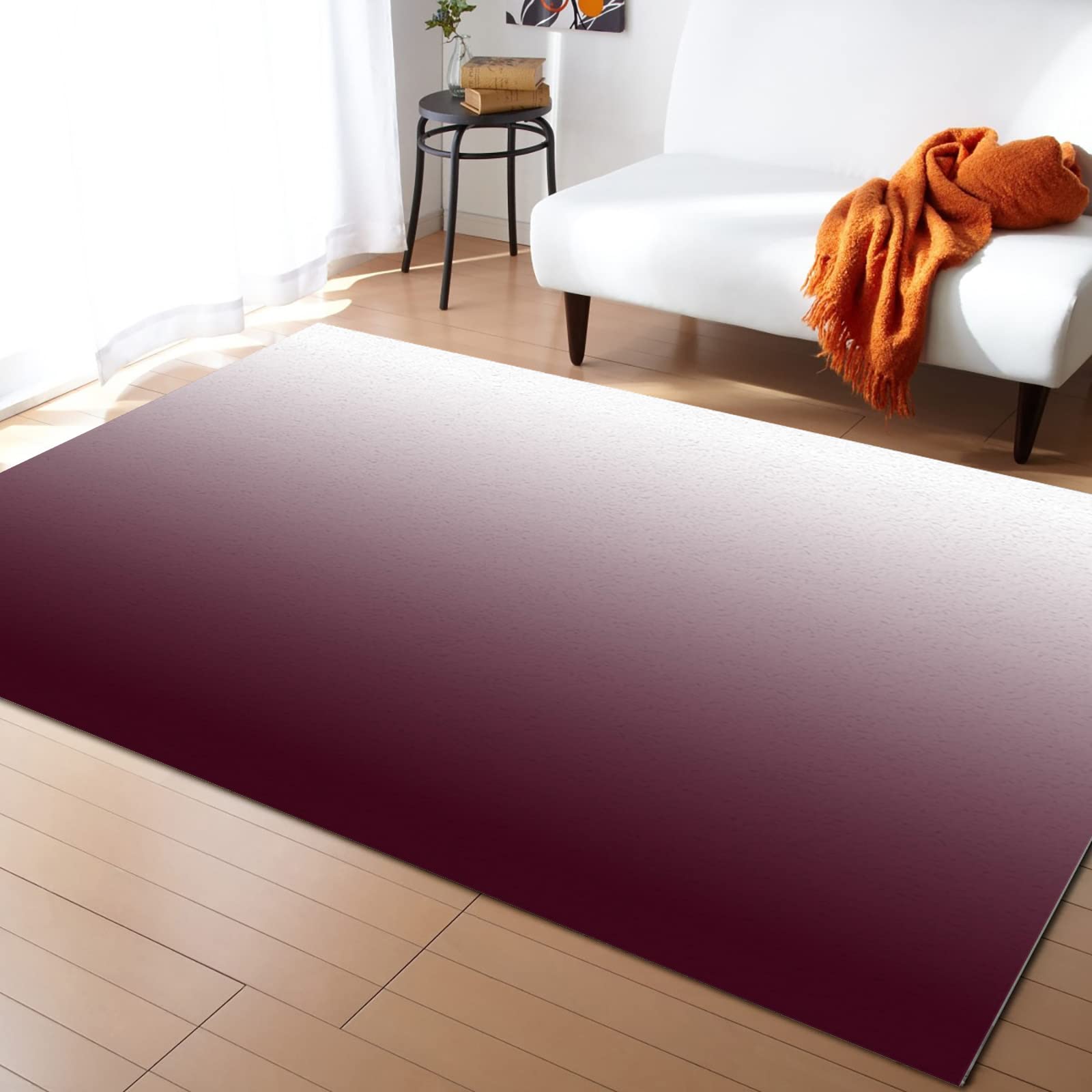 Washable Non-Slip Indoor/Outdoor Accent Rug - Ombre Red 4x6 ft Bathroom Mat for Front Door, Bedroom & Kitchen | Durable Floor Carpet for High Traffic Areas, Easy Clean Small Area Rugs