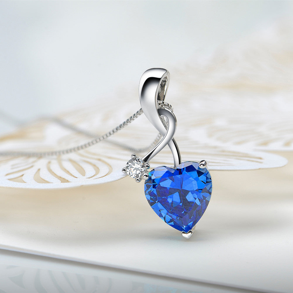 MABELLA Sterling Silver Heart Necklace with 4.0 CTW Simulated Gemstone Pendant - Elegant Jewelry Gift for Women, Perfect for Valentine's Day, Anniversary or Birthday