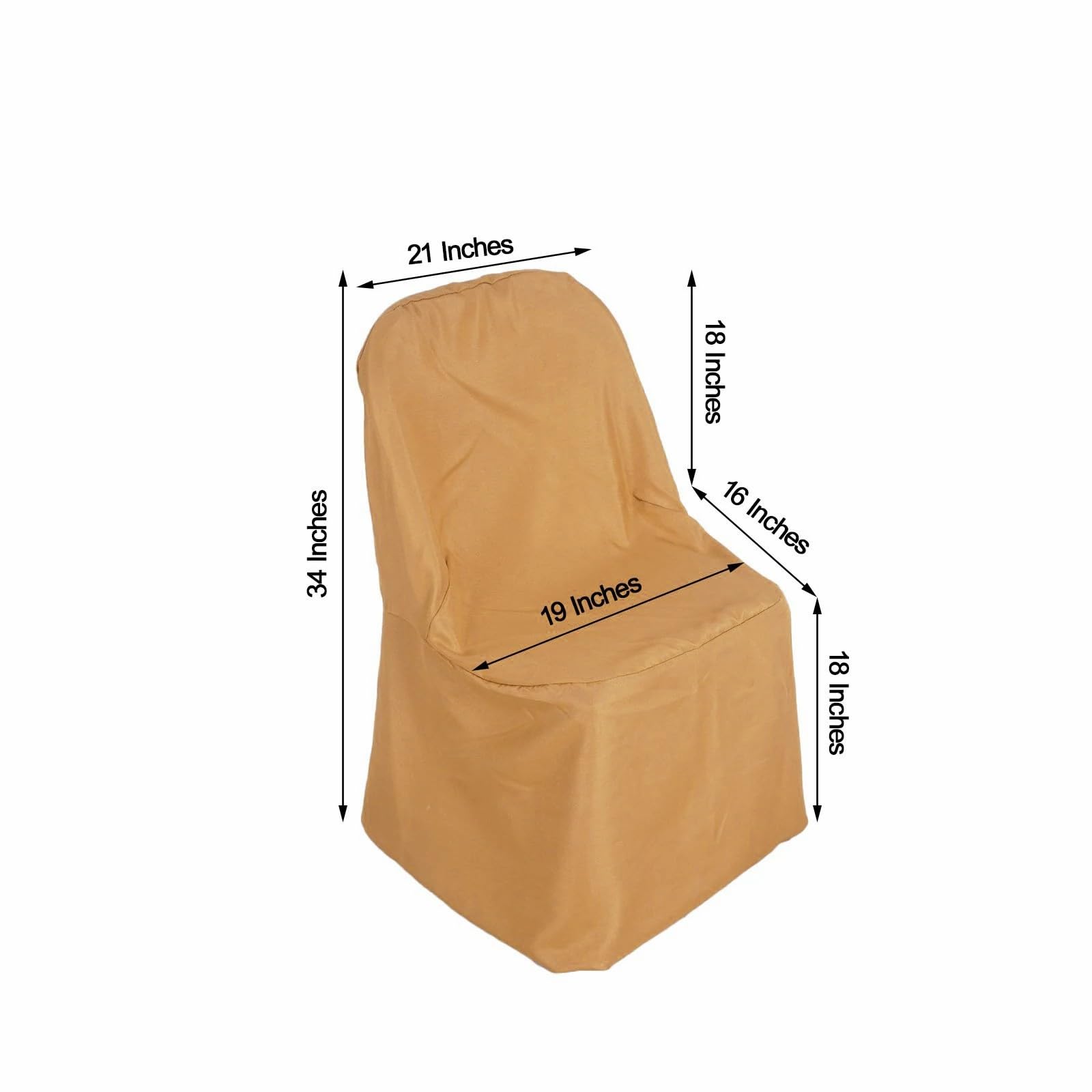 50 Pack Gold Polyester Folding Chair Covers - Elegant Wedding Reception Chair Slipcovers for Banquet, Party & Event Decorations - Waterproof & Wrinkle-Resistant