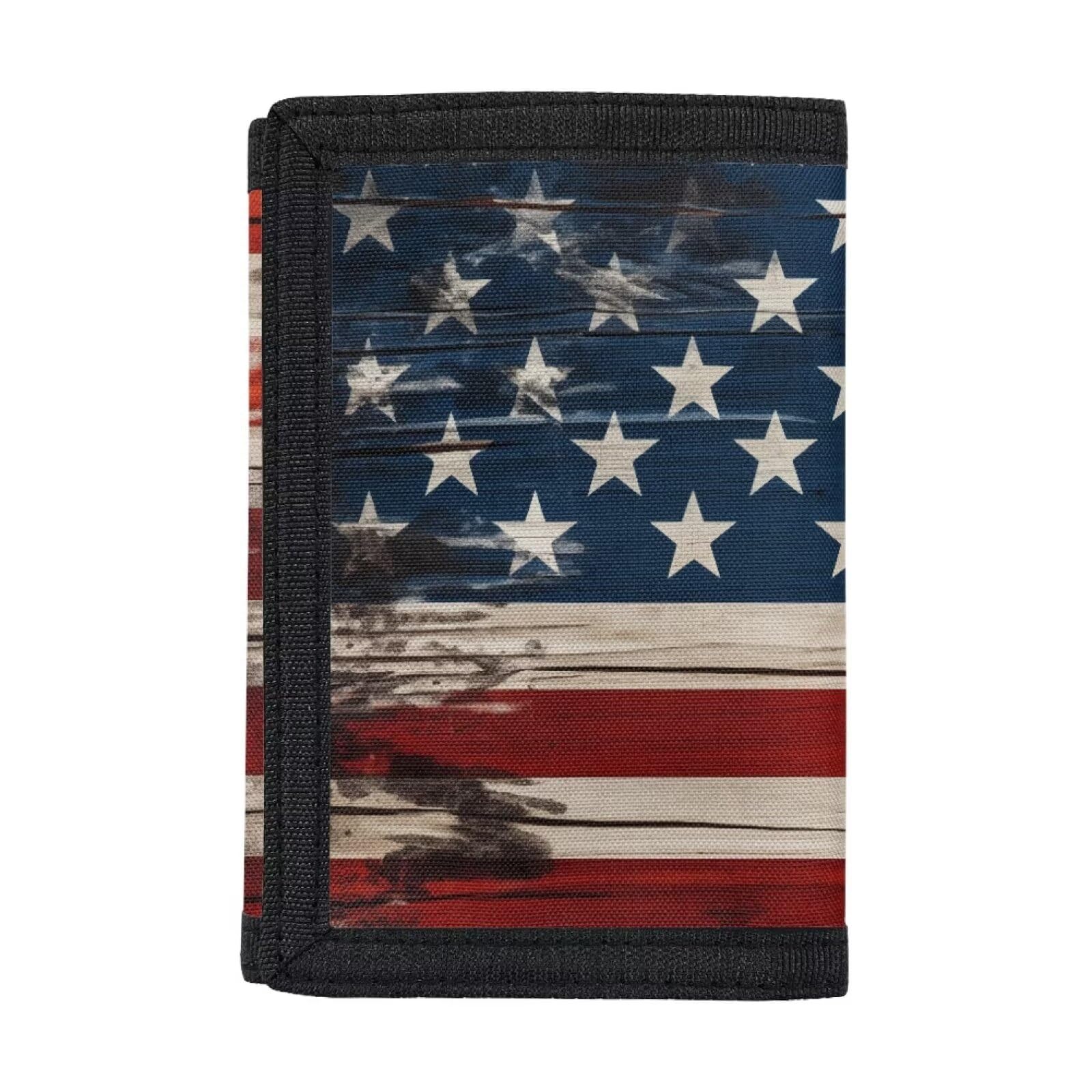 American Flag Kids Wallet for Boys & Girls - Polyester Fabric Trifold Money Bag with RFID Protection - Perfect for School, Travel & Shopping (One Size)
