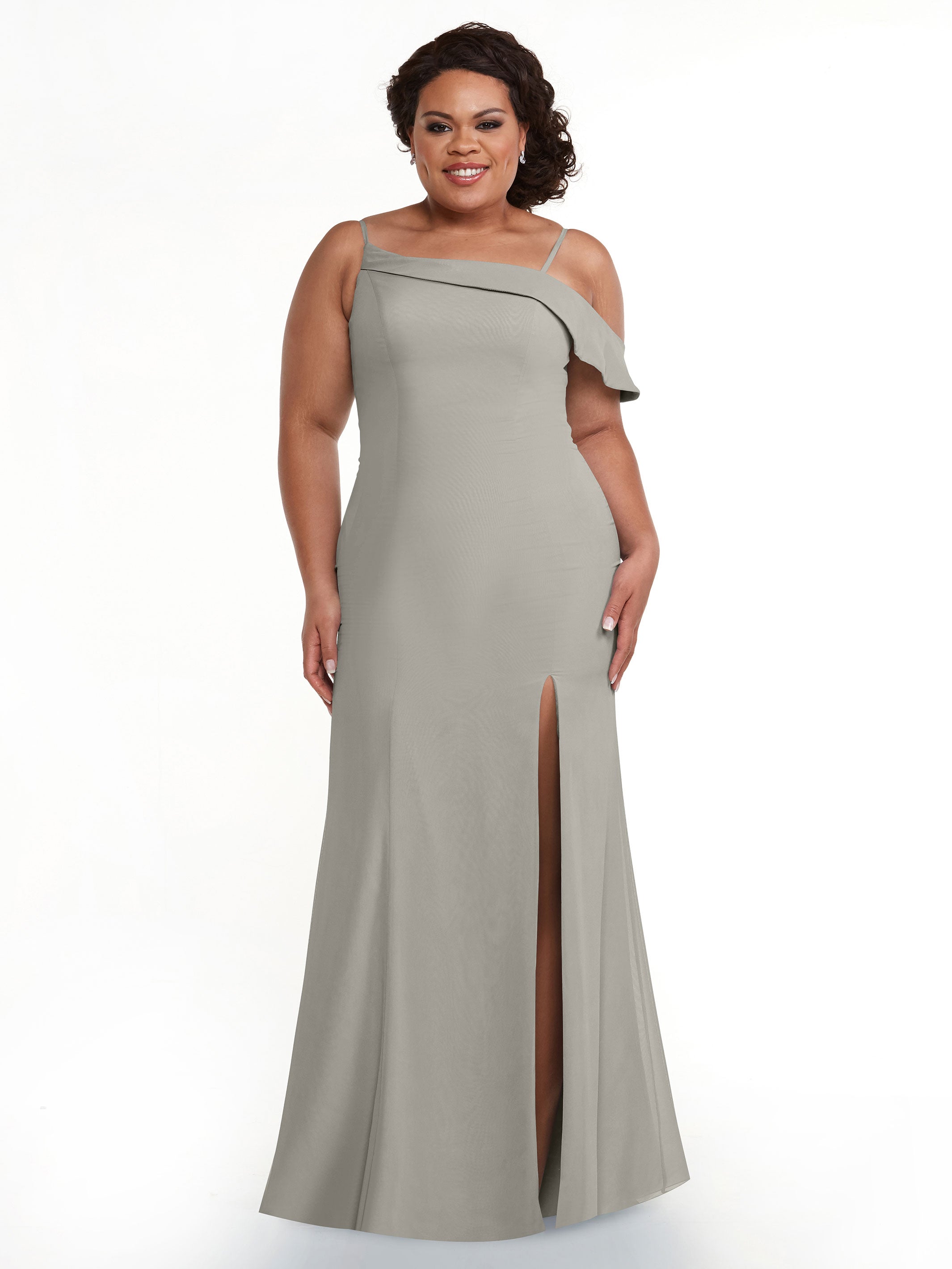 Elegant One Shoulder Chiffon Bridesmaid Dress 80153 - Fit & Flare Style for Weddings, Prom, Formal Events - Plus Size Available