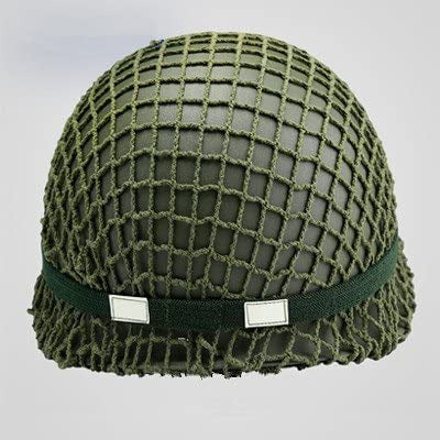 US Army M1 Helmet Replica - Hunting & Military Style Helmet with Net/Canvas Chin Strap, DIY Customizable for Outdoor Adventures, Airsoft, Cosplay & Collectibles