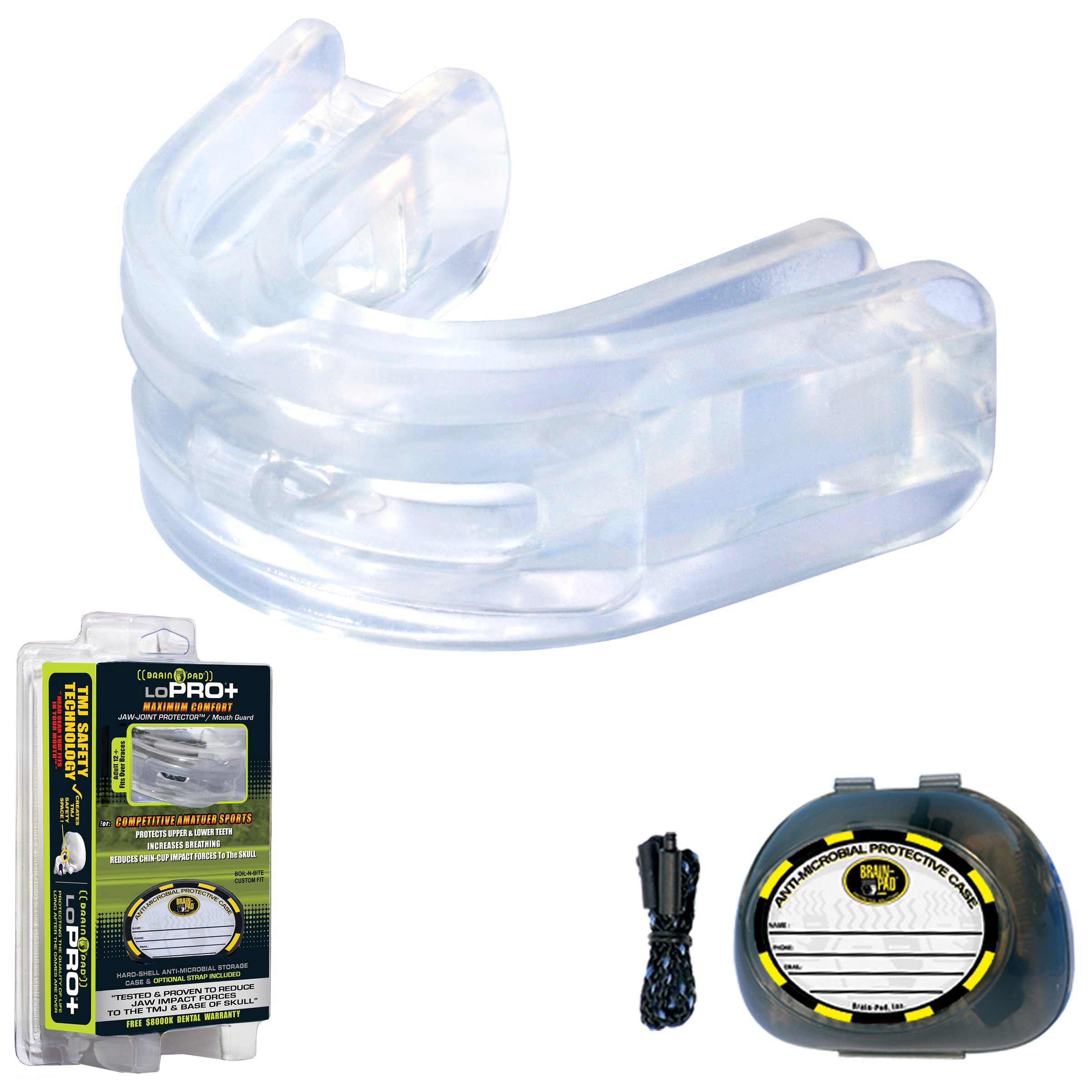 Brain Pad LoPro+ Clear Mouthguard for Sports - Comfortable & Protective Dental Guard for Football, Hockey, MMA & Boxing - Perfect for Athletes & Active Lifestyles