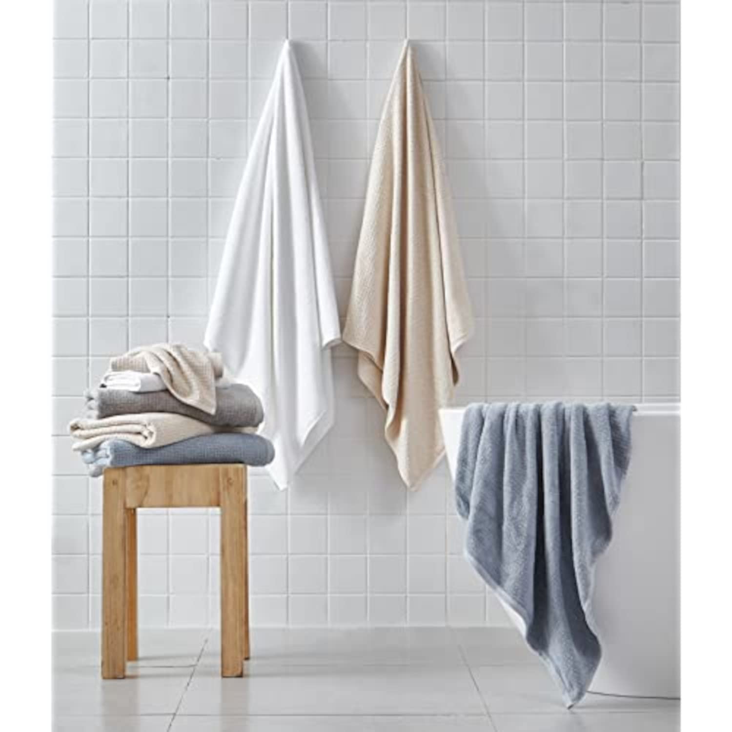 Nautica Luxury Bath Towels Set - 8-Piece Ultra Absorbent & Quick Dry Towels, Oeko-Tex Certified for Softness & Safety, Modern Bathroom Essentials (Oasis Beige) - Perfect for Spa, Hotel, and Home Use