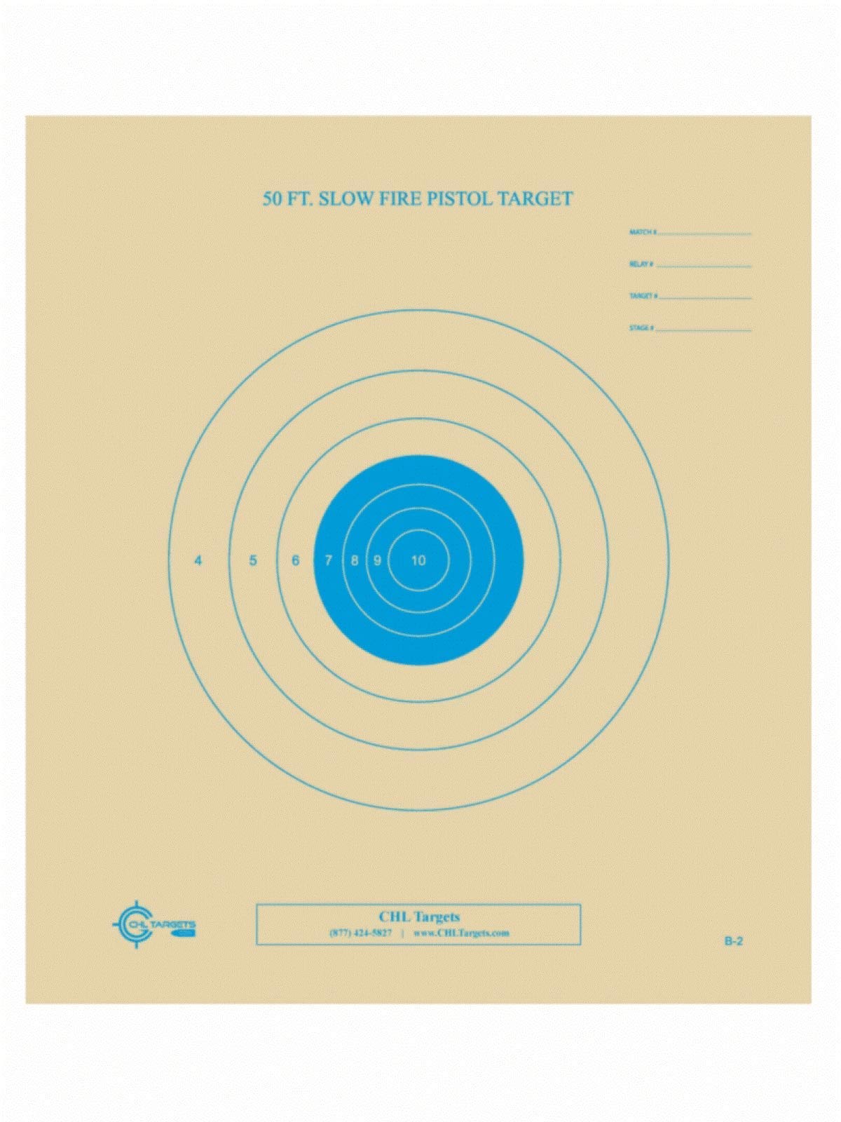 50 Foot Slow Fire Pistol Target - Official NRA B-2 Target Paper for Shooting Practice | Perfect for Indoor & Outdoor Range Training, Competitions and Marksmanship Improvement
