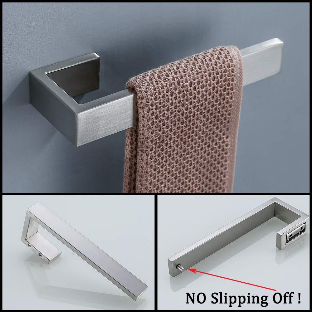 TNOMS 4-Piece Stainless Steel Bathroom Hardware Set - Towel Bar, Towel Holder, Robe Hook & Toilet Paper Holder | Modern Bathroom Accessories for Home & Hotel Use