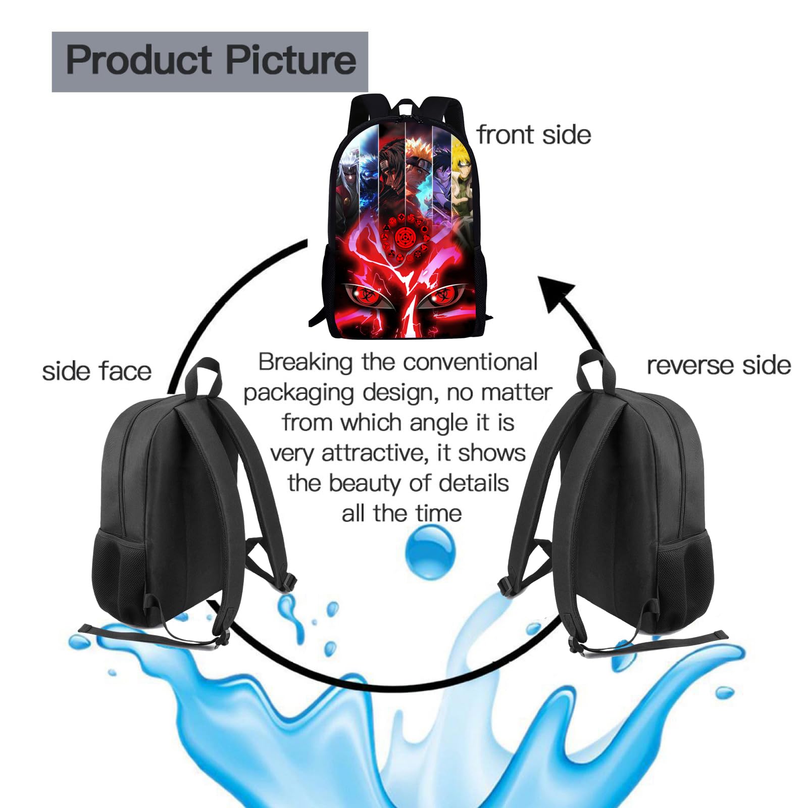 3D Printing Cartoon Anime Backpack - 17 Inch Travel Daypack for School, Sports & Outdoor Adventures (Style B) - Lightweight & Durable Laptop Backpack for Kids & Teens
