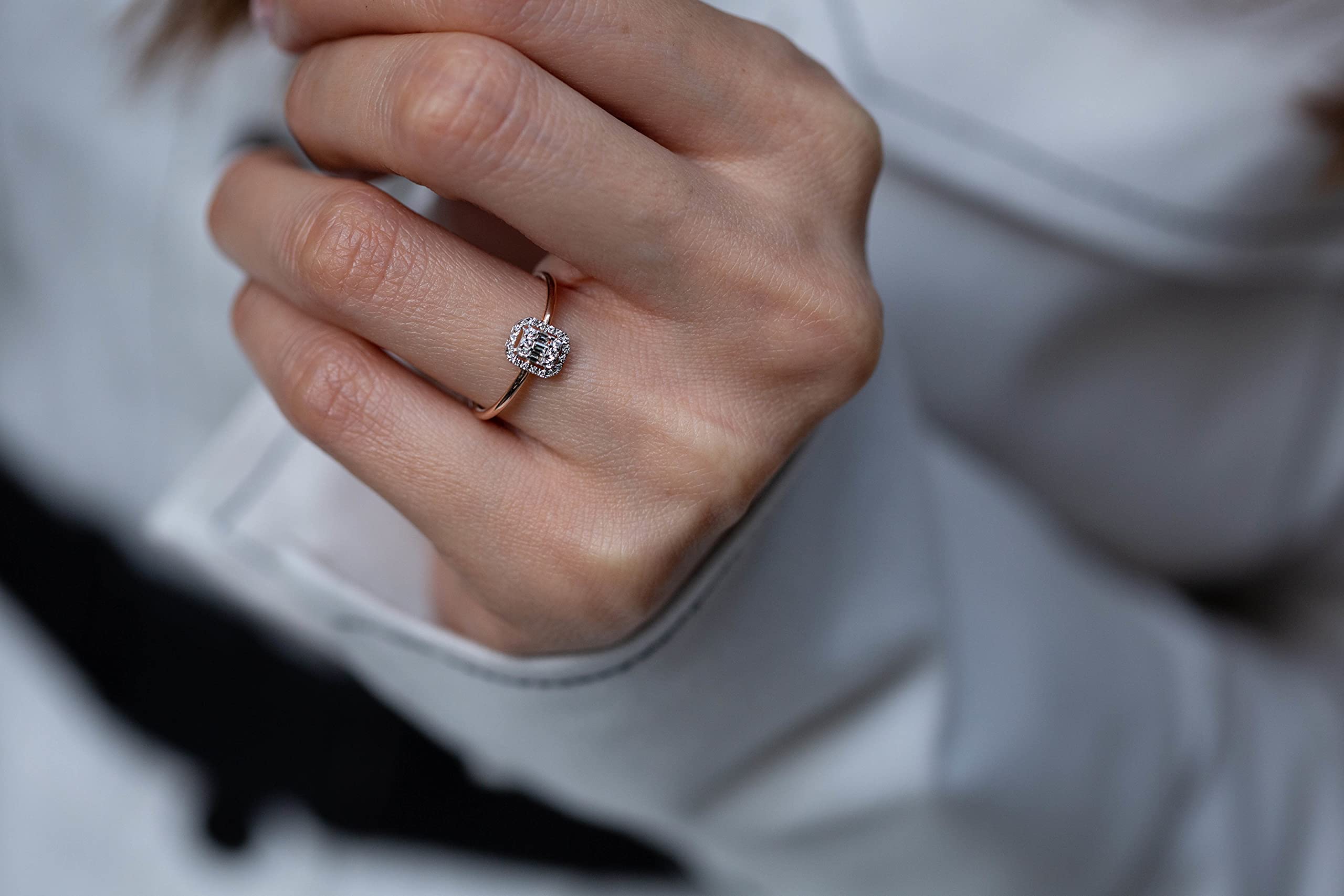 14K Solid Gold Baguette CZ Diamond Ring - Elegant Engagement, Anniversary & Promise Ring for Women | Delicate Wedding Band & Fine Jewelry Gift | Perfect for Proposals, Vows & Special Occasions