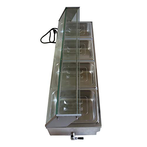 INTSUPERMAI Commercial 4-Pot Countertop Food Warmer - Bain Marie Buffet Steam Table for Soup, Steamer & Canteen Meals - 110V Electric Food Heater for Restaurants, Catering & Buffet Service