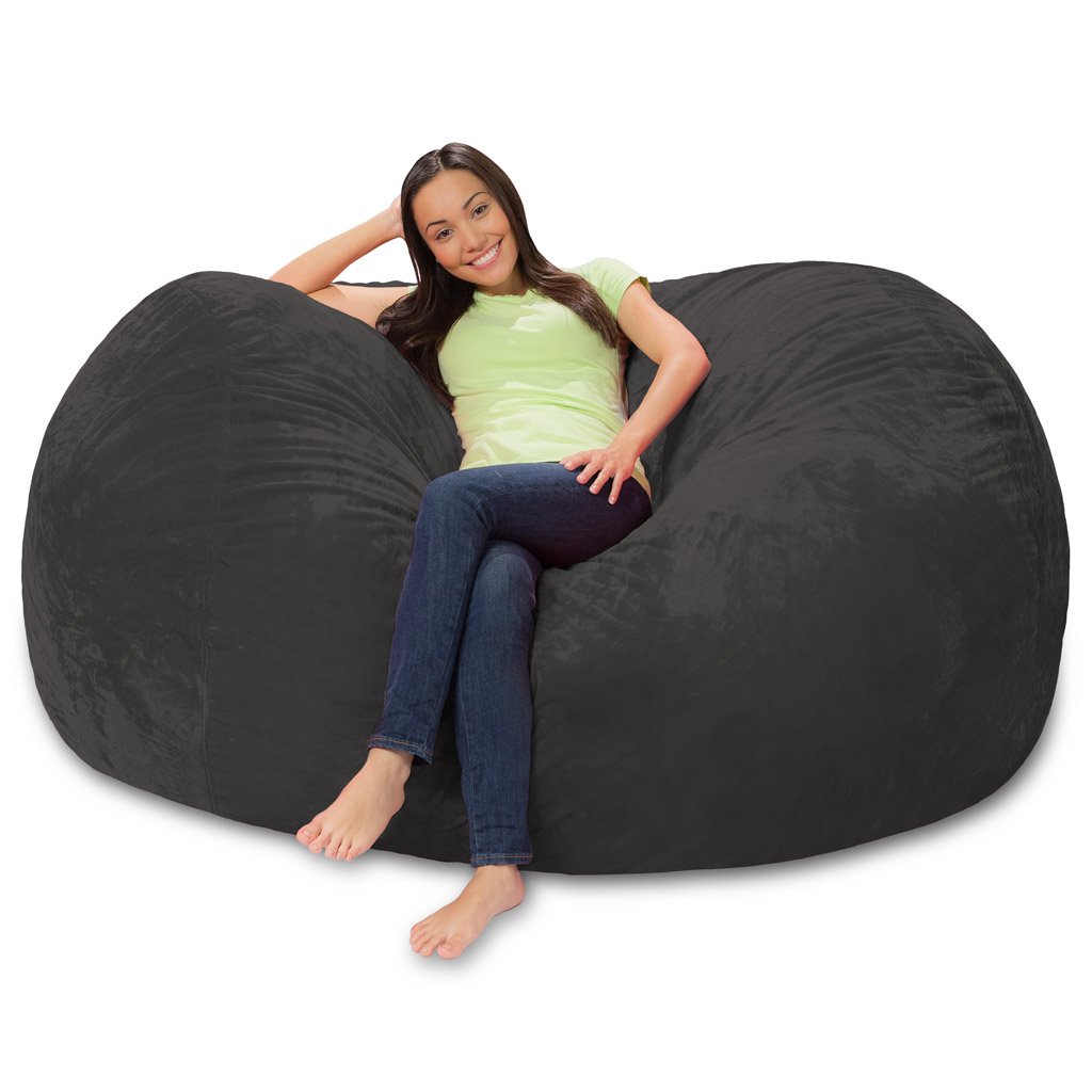 Premium Memory Foam Bean Bag Chair - Ultra Soft Faux Fur Cover, Charcoal Gray - Perfect for Gaming, Lounging & Dorm Room Decor