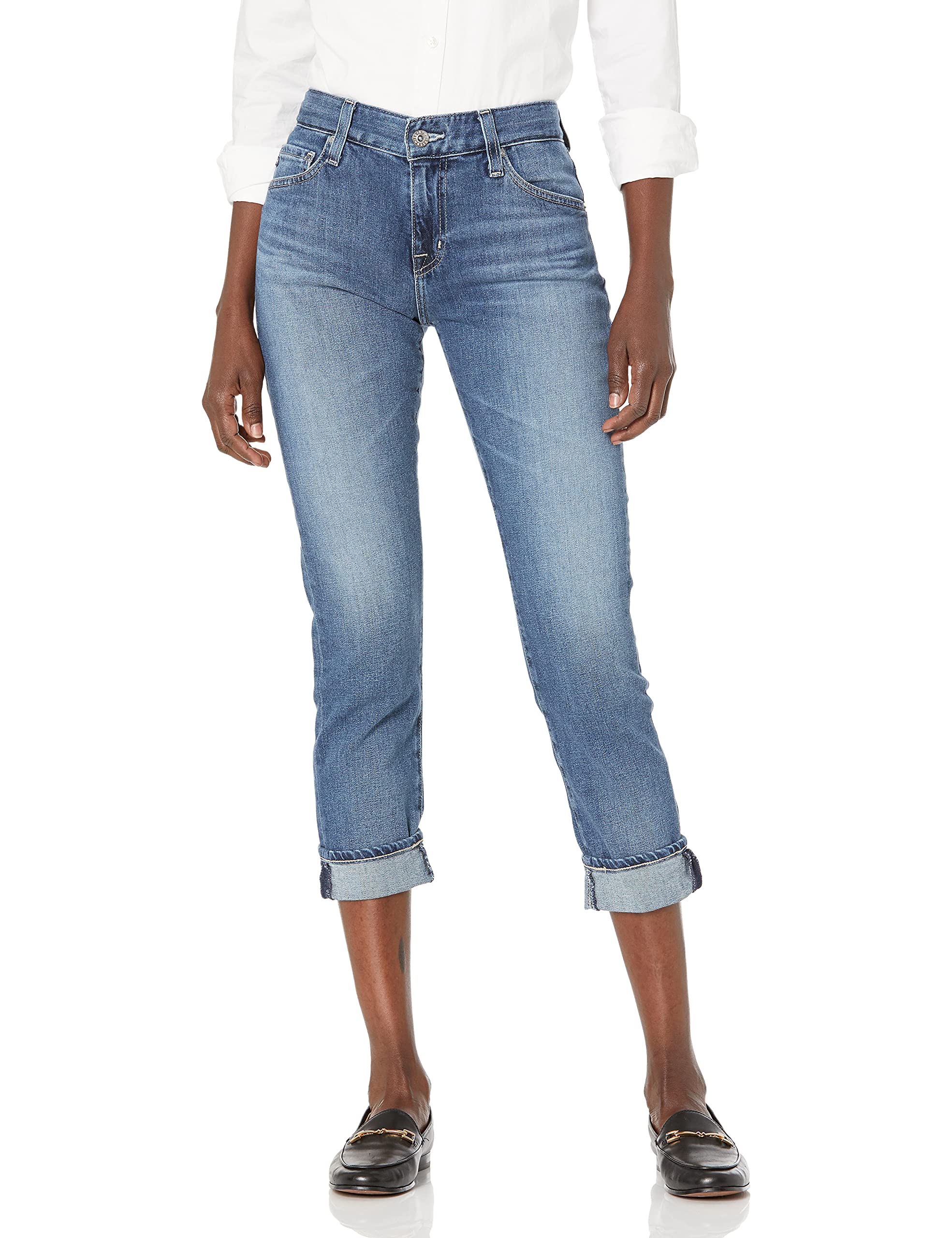 AG Adriano Goldschmied Women's Ex-Boyfriend Jeans - High Waist Distressed Denim Pants for Casual Outfits & Weekend Wear