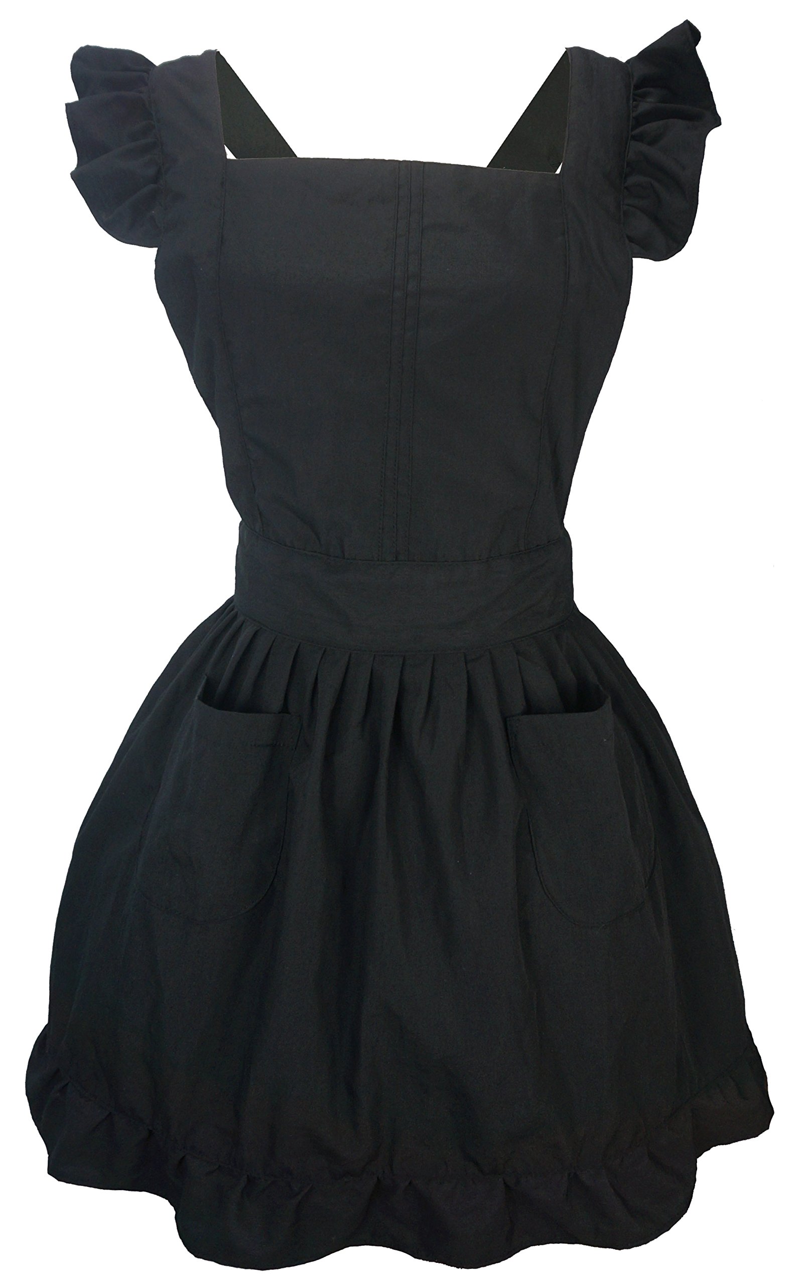 Vintage Petite Maid Ruffle Apron - Kitchen Cooking & Cleaning Apron for Women, Cute Cosplay Costume & Fancy Dress for Halloween, Role Play, and Themed Parties
