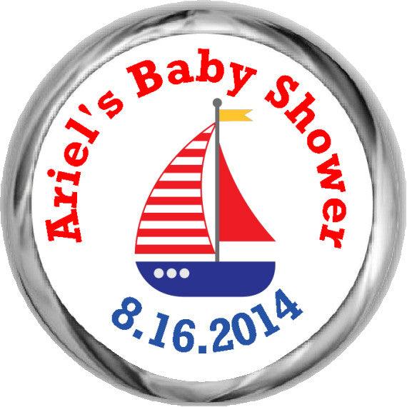 Personalized Nautical Sailboat Stickers - Custom Boat Decals for Kisses Candy - Perfect for Scrapbooking, DIY Crafts, and Gift Wrapping