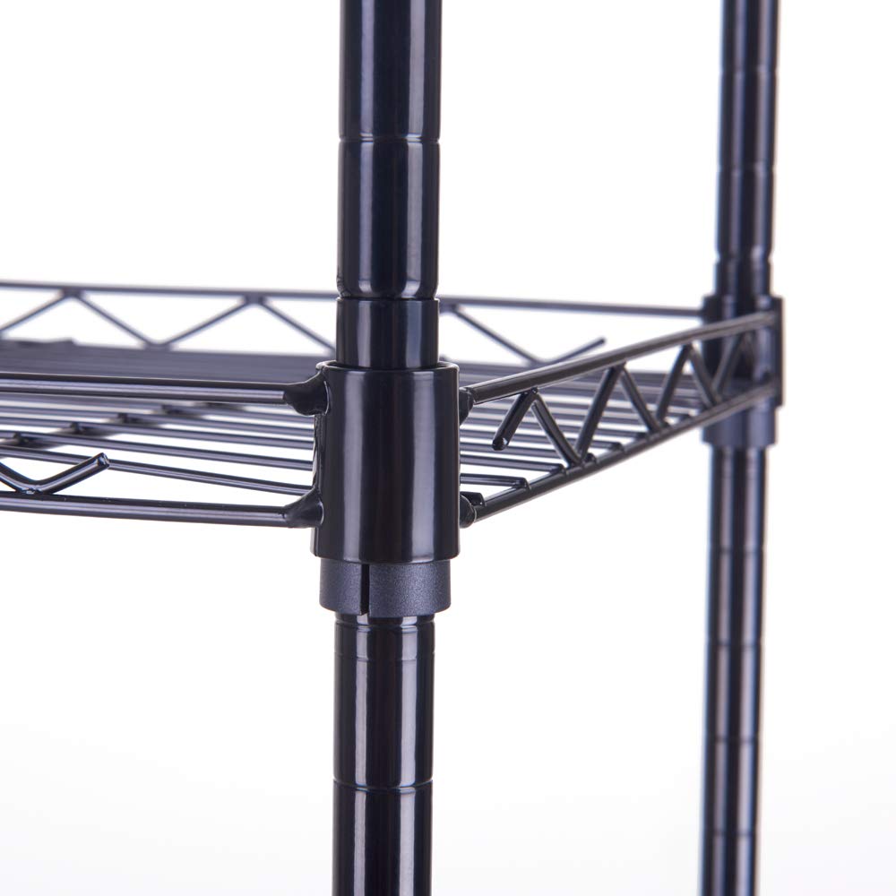 4-Tier Adjustable Metal Storage Rack - Heavy Duty Wire Shelving Unit for Pantry, Closet, Kitchen, Laundry & Bathroom Organization (Black, 4-Tier) - Perfect for Home, Office & Garage Storage Solutions