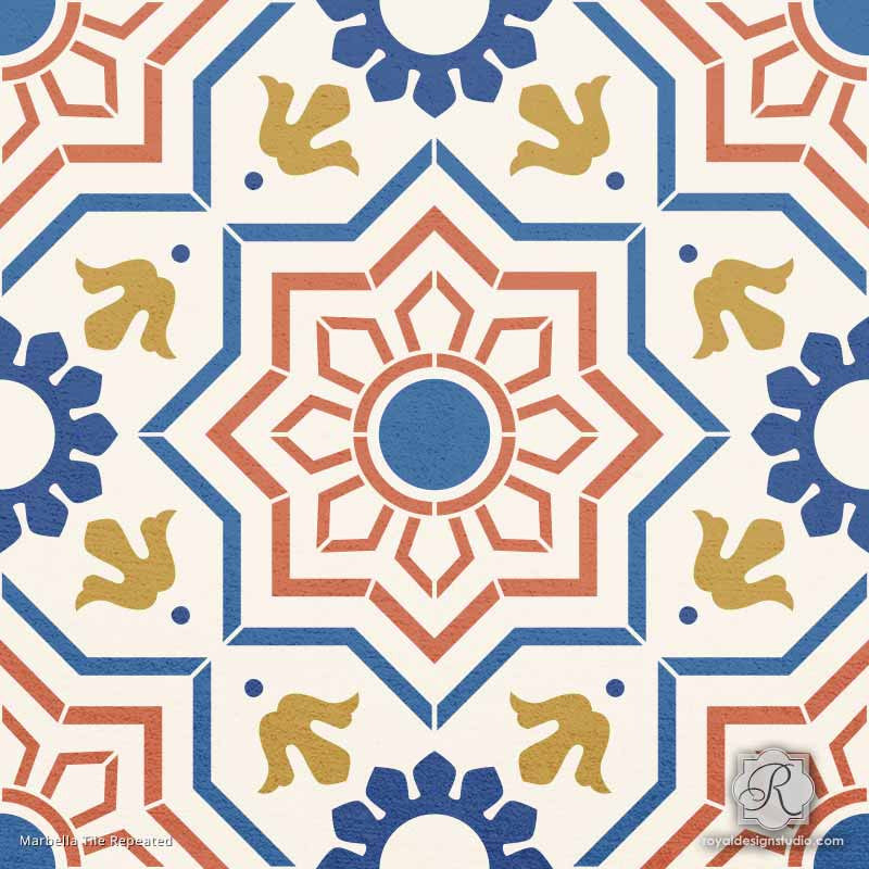 Marbella Tile Stencil Kit - Reusable DIY Wall & Floor Stenciling Templates for Home Decor, Bathroom, and Kitchen Renovation Projects