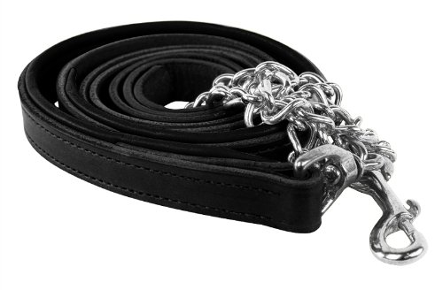 Premium 7-Foot Padded Leather Dog Leash with Chain - Comfortable & Durable Training Lead for Medium to Large Dogs - Perfect for Walking, Training & Outdoor Adventures