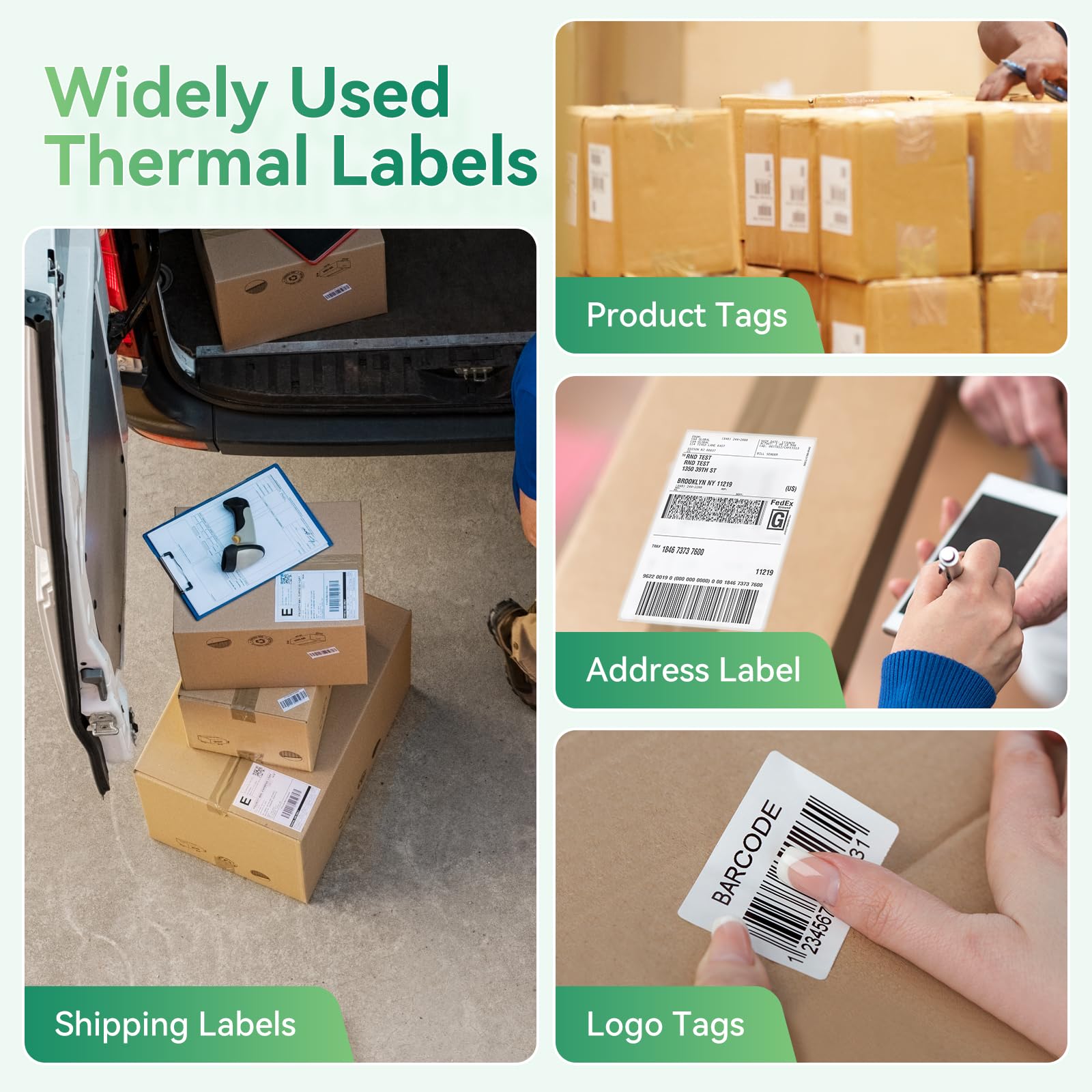 iDPRT 4x6 Thermal Shipping Labels - 500 Fan-Fold Direct Thermal Labels for Label Printers, Strong Adhesive Address Labels for Office & E-Commerce | Perfect for USPS, UPS, FedEx & Amazon FBA Shipments