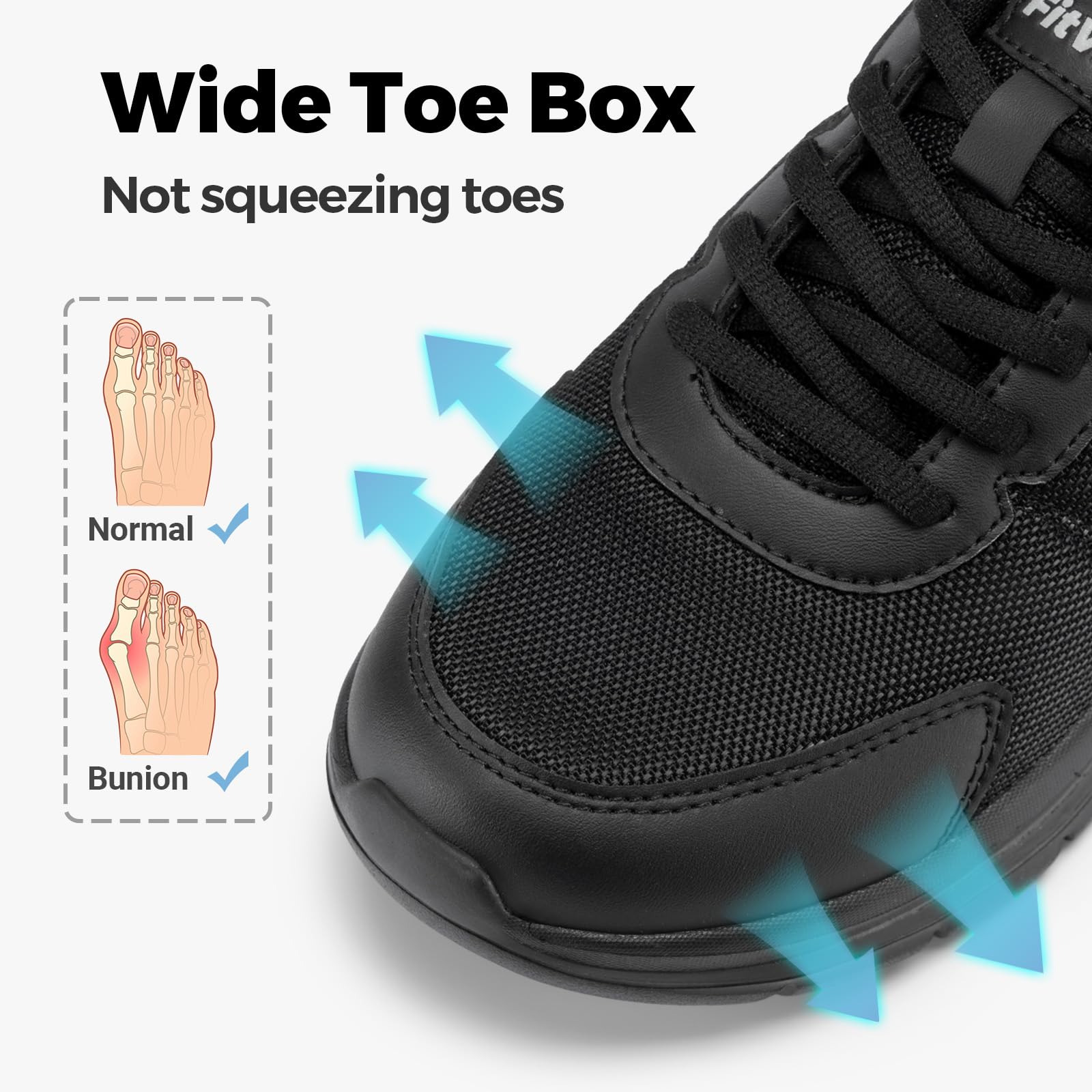 FitVille Men's Wide Width Walking Shoes - Lightweight Comfortable Sneakers with Max Cushioning for Plantar Fasciitis Relief - Perfect for Daily Walking, Workouts & Pain Relief
