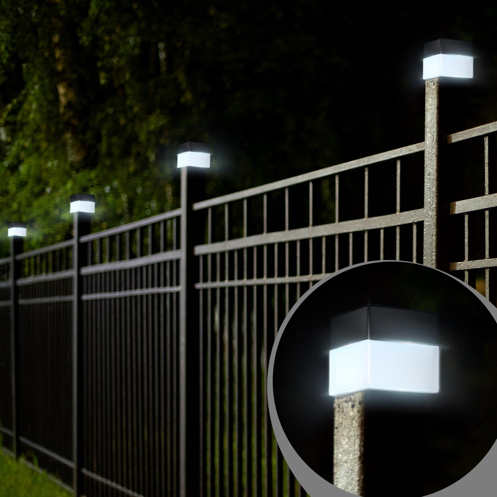 20 Pack Solar Fence Post Cap Lights - 2x2 Inch Waterproof Outdoor Solar Lights for Garden, Fence, Gazebo, Pathway & Wall Decor - Energy Saving White LED Lights (Perfect for Backyard, Patio & Landscape Lighting)