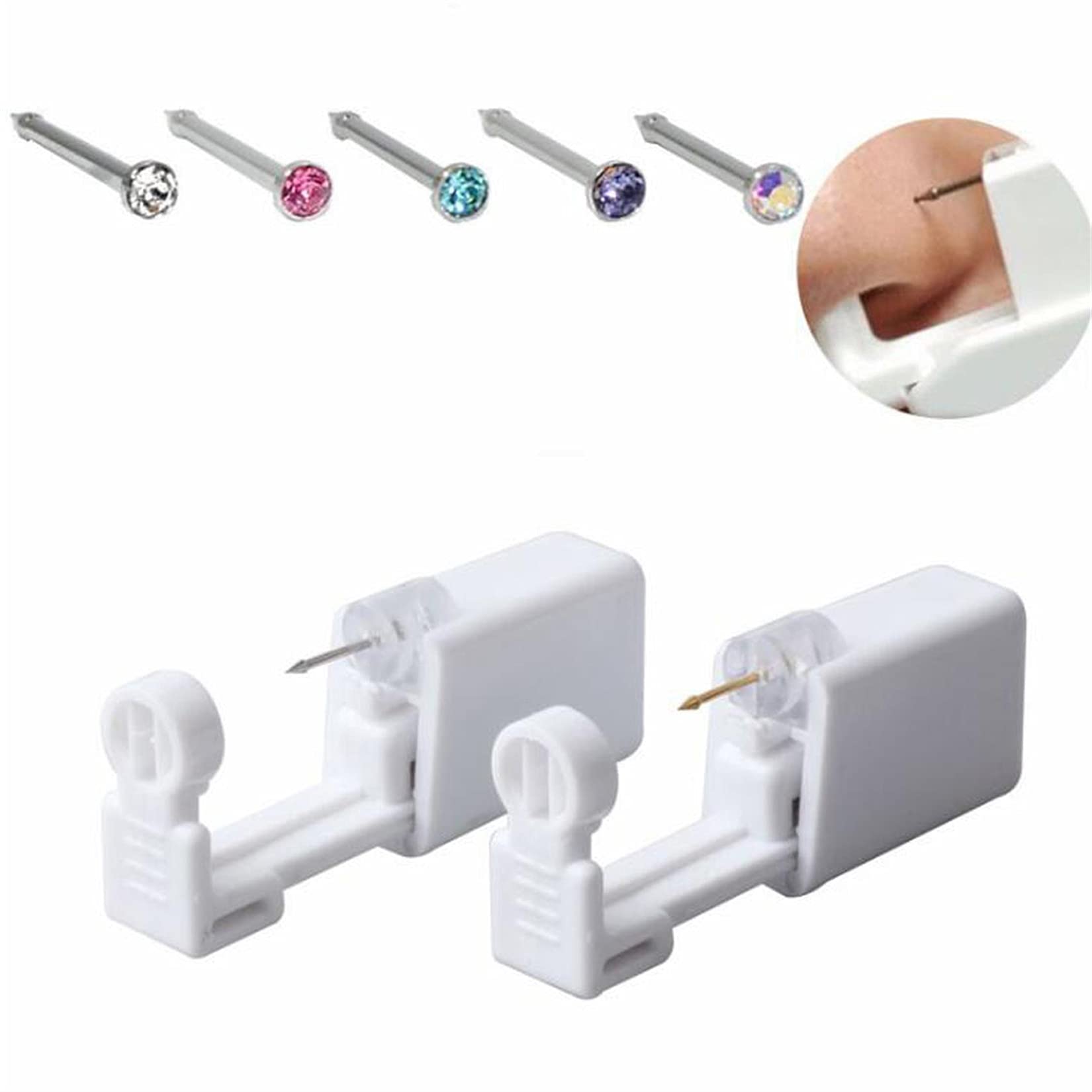Self Ear Piercing Gun Kit - Safe & Easy DIY Ear Piercing Tool with Pink Diamond Stud Earrings for Adults & Teens | Perfect for Home Use, Gifts & First-Time Piercing
